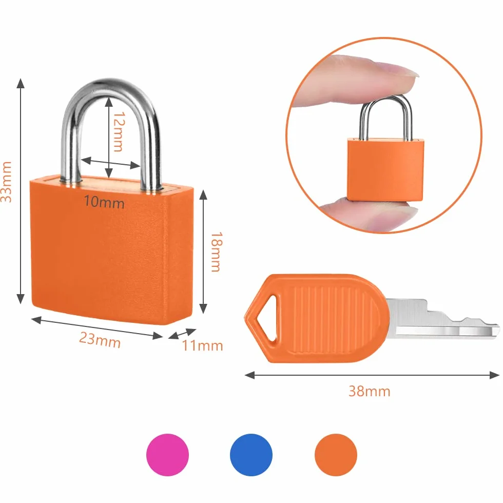 flintronic 3 lucchetti per valigie con chiave, piccolo lucchetto da viaggio in metallo colorato