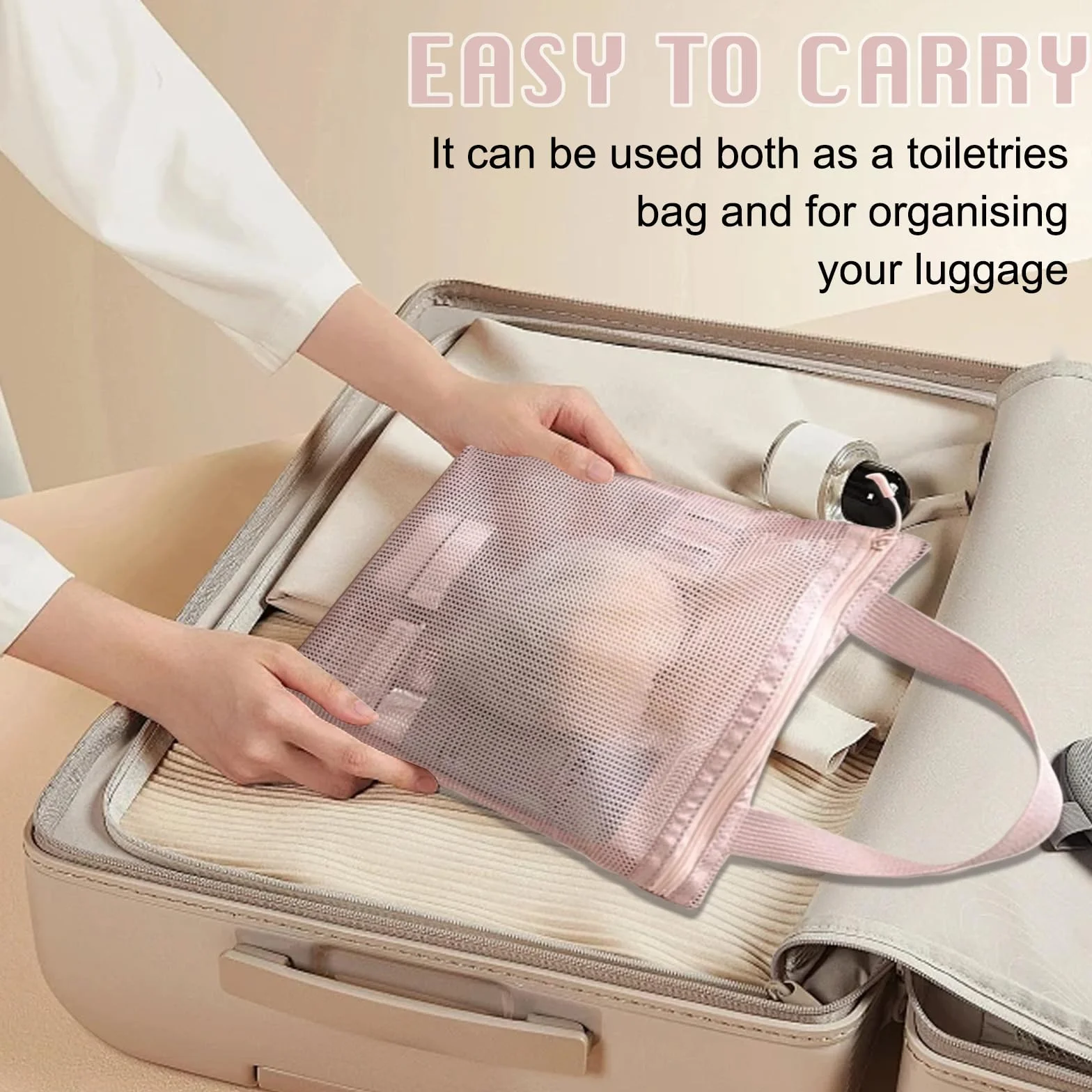 Wash Bag in Rete, Borsa da Doccia in Rete, Portatile Organizer in Retes, Asciugatura Rapida Borsas da Trasporto per Articoli da Toilette con Tre Scomparti per Palestra Viaggi Campeggio Nuoto