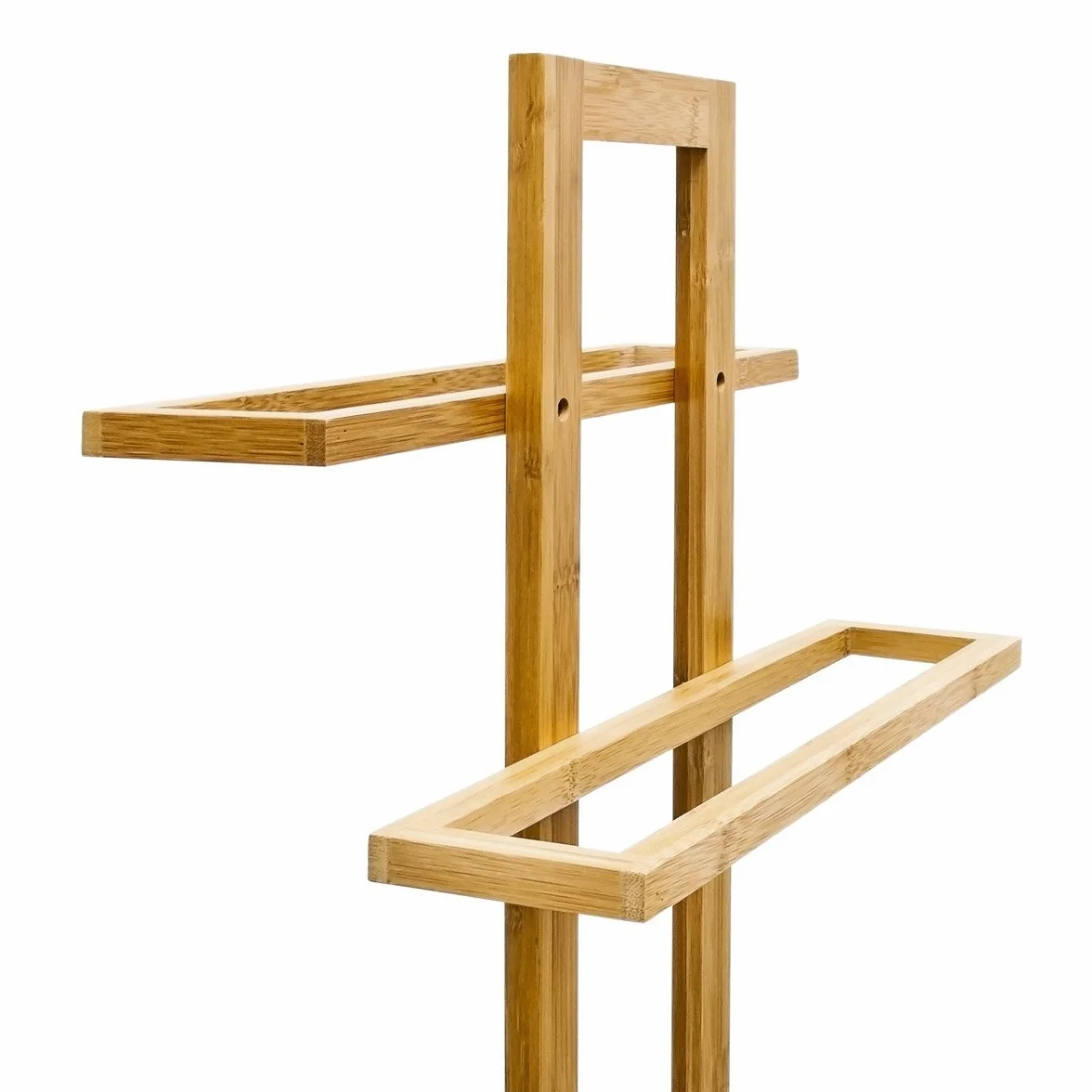 Porta asciugamani da terra in legno di bamboo 37 x 25 x 85 cm
