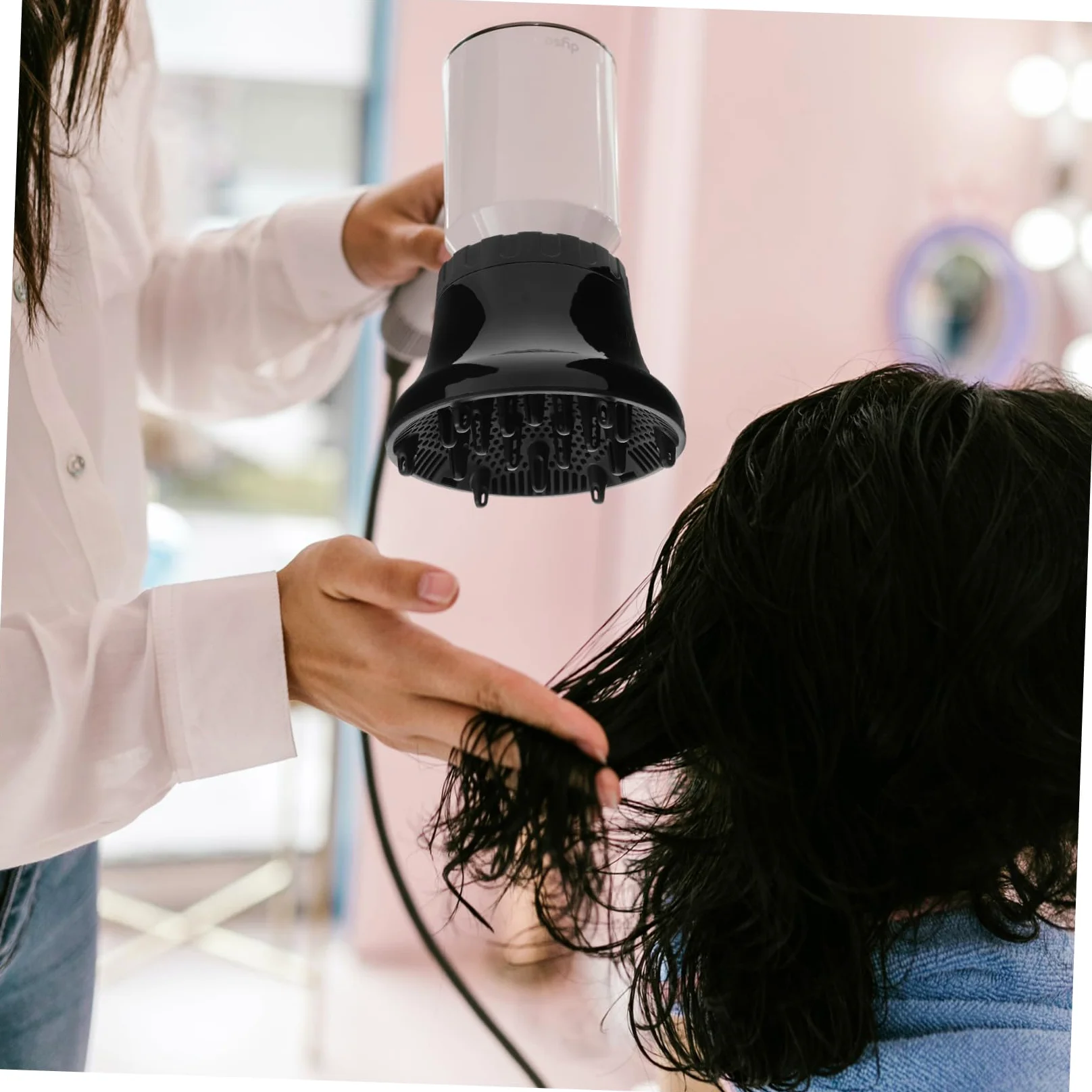 Diffusore per Asciugacapelli Grande Cappuccio in PC Nero | Compatibile Asciugacapelli e Chioma Spessi, Uso Casa e Commerciale, per Ricci e Asciugatura Rapida