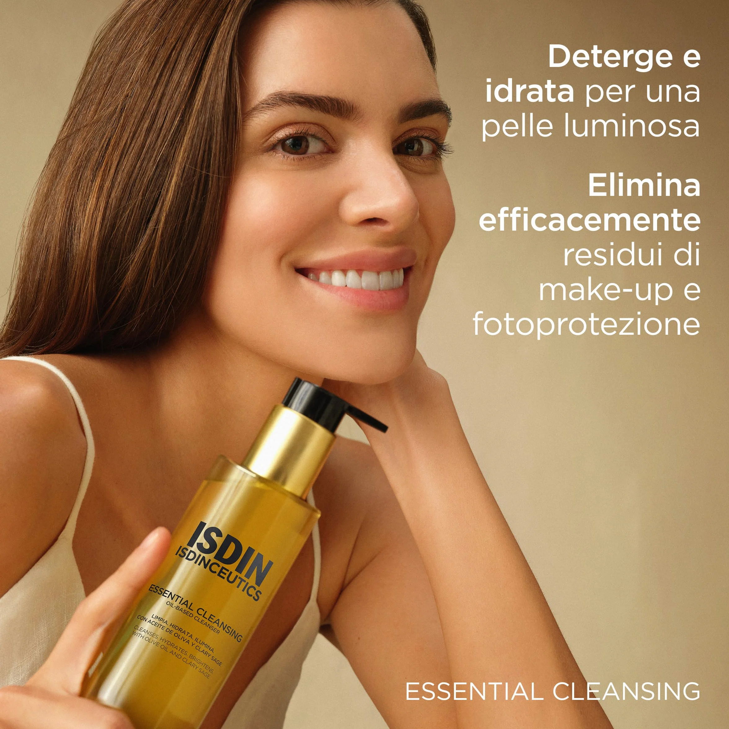 ISDIN Isdinceutics Essential Cleansing 200 ml | Olio Detergente Viso Delicato e Leggero, Texture Olio-in-Latte | Rimuove Trucco e Crema Solare | 85% di Ingredienti di Origine Naturale