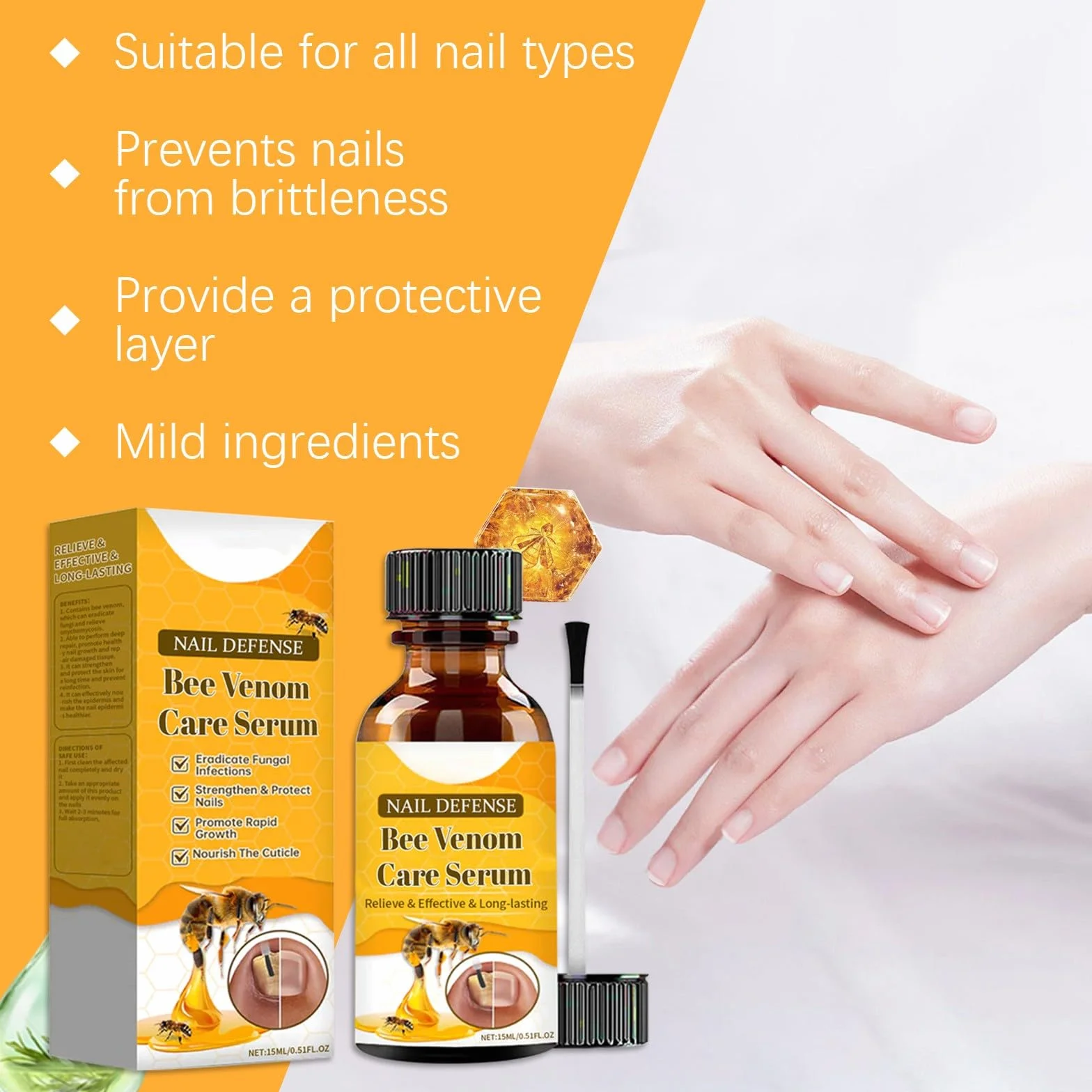 Trattamento per unghie incarnite al veleno d'api, siero per il trattamento delle unghie, siero per la crescita e la riparazione delle unghie, trattamento per unghie incarnite, trattamento con olio per