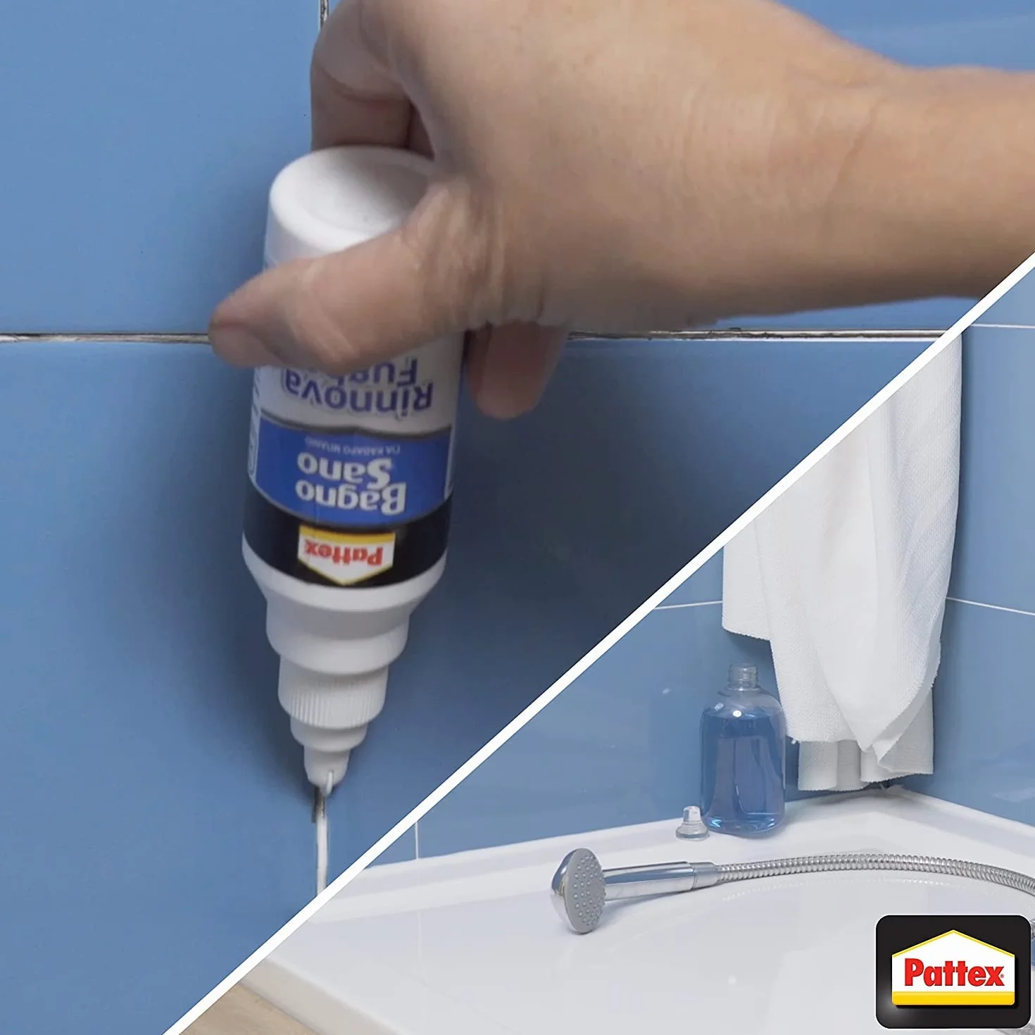 Pattex Silicone bianco per rinnovare le fughe tra le piastrelle, Stucco con applicatore a rotella, 1x125ml