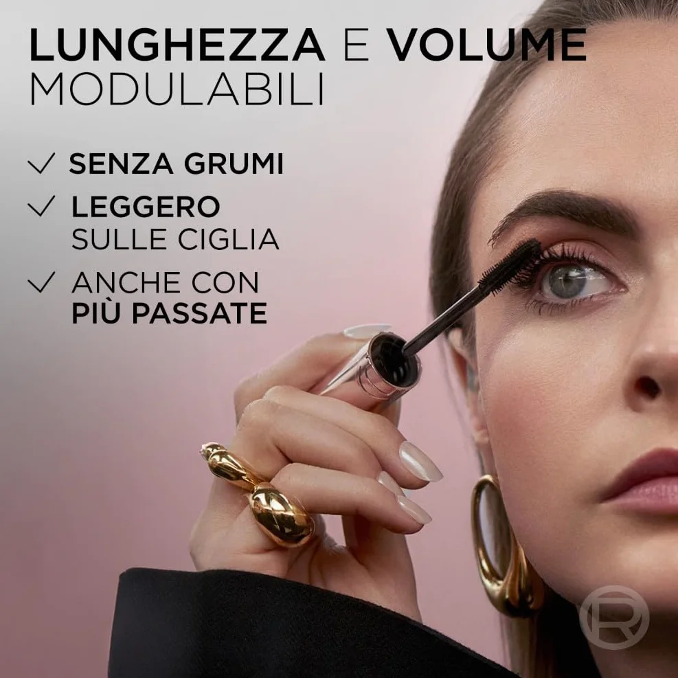L'Oréal Paris Big Deal Mascara Volumizzante, Adatto a Occhi Sensibili, +100% Volume e Lunghezza Senza Grumi, Formula Modulabile e Stratificabile per Impatto Super, Con Self Smoothing Complex, 9,4ml