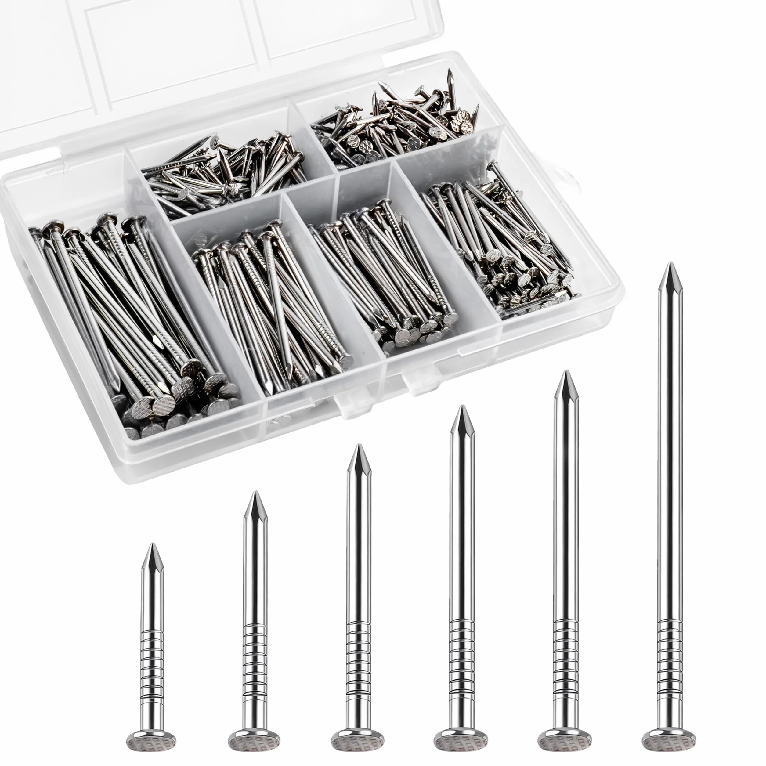 OMOTOOL Set di chiodi in acciaio inox 304 480 pezzi 6 misure