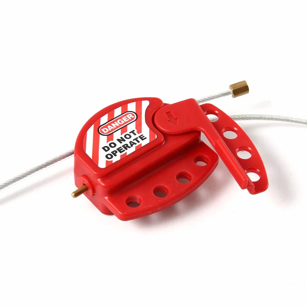 POFET Bloccaggio cavo Tagout rosso Lockout regolabile acciaio Vinile rivestito
