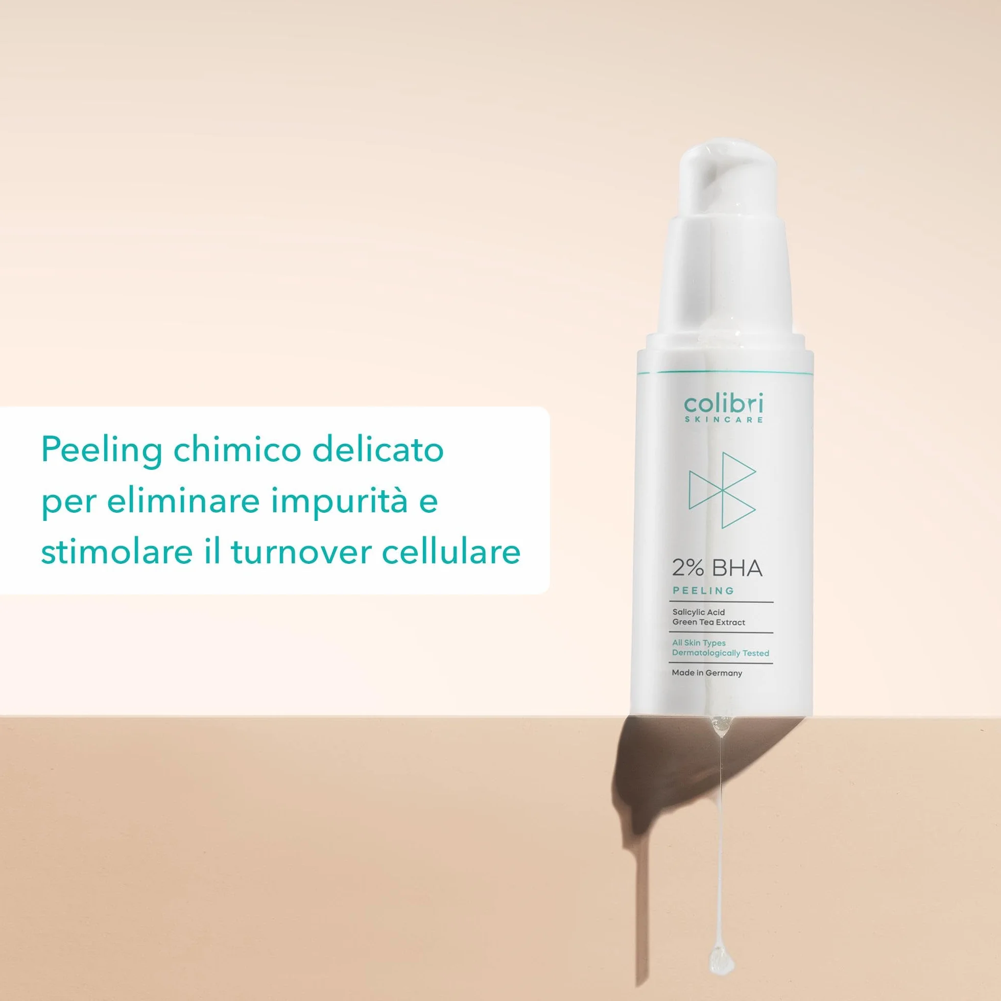 colibri skincare 2% BHA Peeling viso chimico esfoliante con acido salicilico - tutti i tipi di pelle, specialmente grassa e mista - scrub donna e uomo - 30 ml