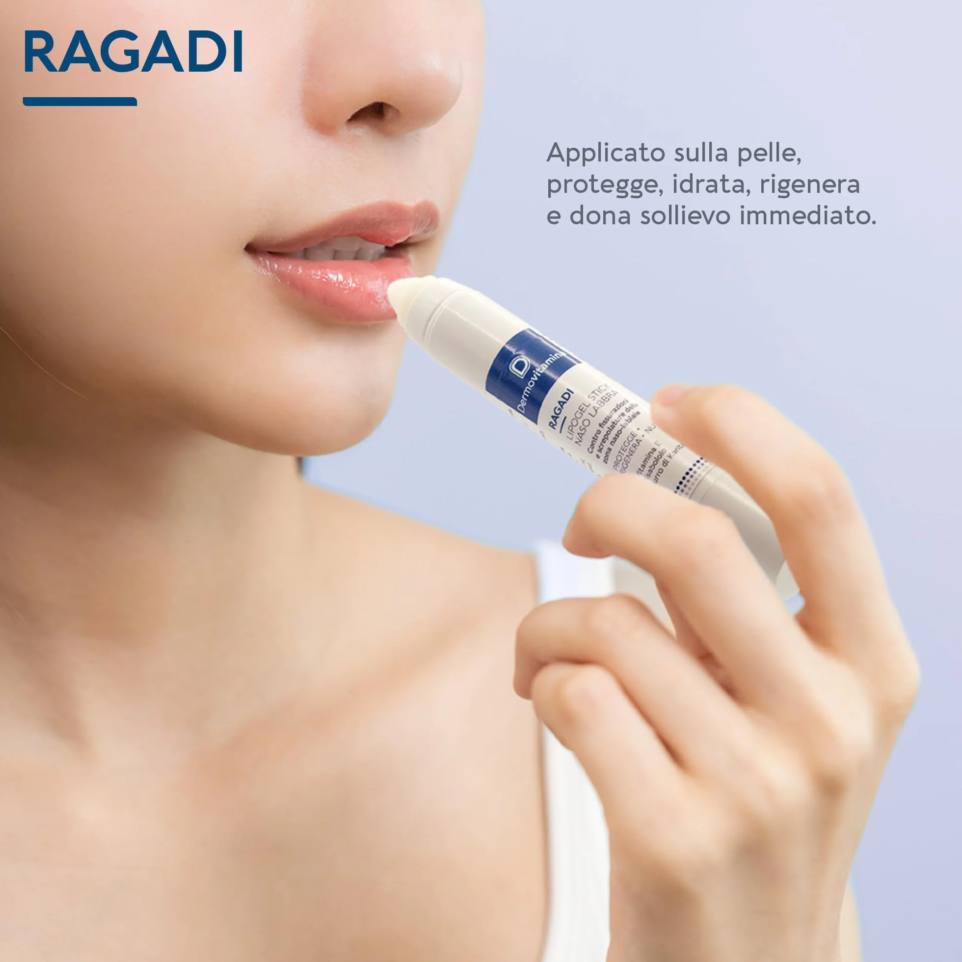 Dermovitamina Ragadi Naso Labbra - Stick per Labbra e Naso Screpolato - Stick Lipogel Rigenerante - Aroma Vaniglia - Senza Conservanti - Lim Balm da 3 ml