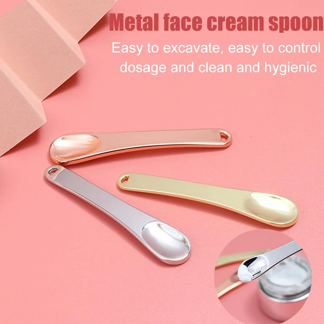 WeddHuis 9 Pezzi Mini spatola per trucco in metallo - viso spatola per maschera, crema e lozioni idratanti per la cura della pelle e l'applicazione cosmetica del viso