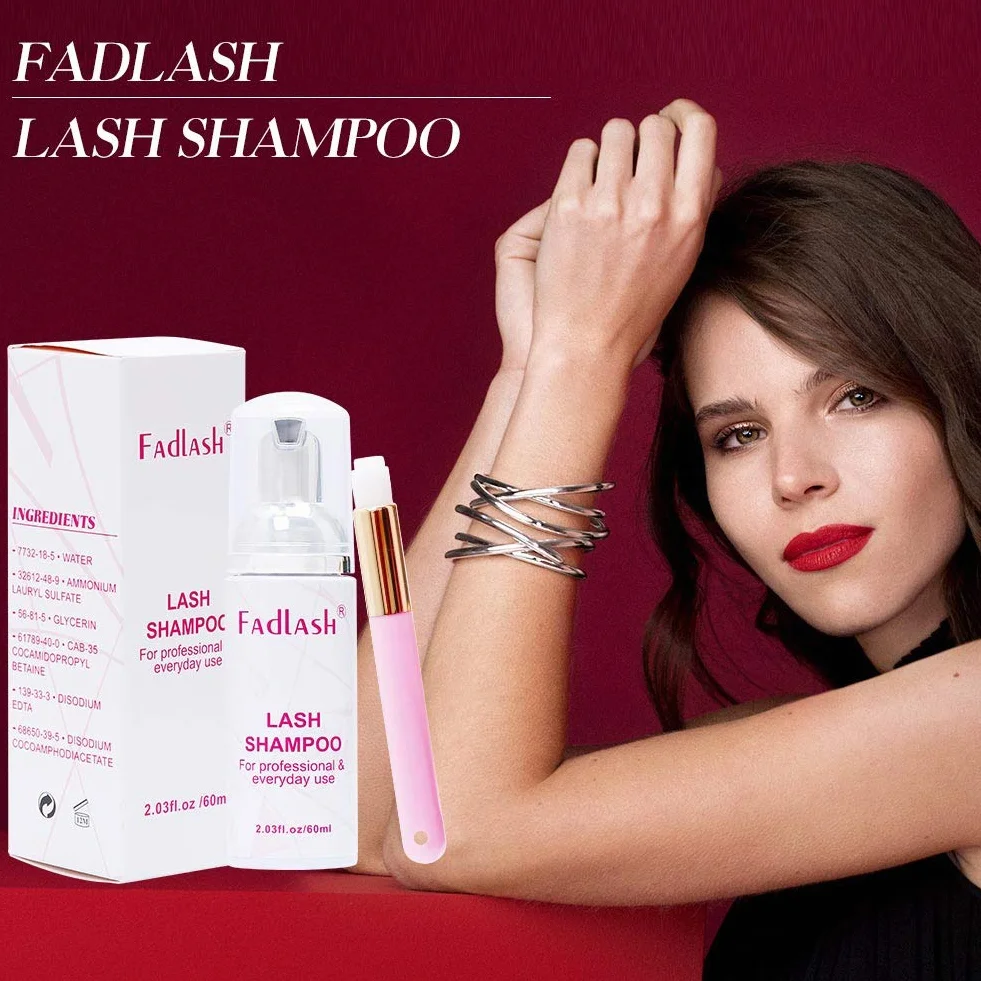 Detergente Ciglia 60ml Pulitore per Ciglia Shampoo per Ciglia Lavaggio Dai un Pennello Morbido Lash Shampoo