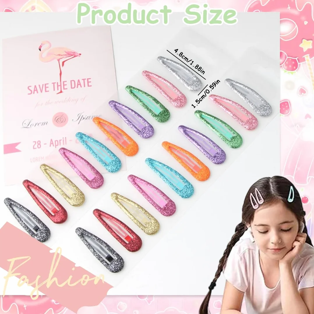 20 Pezzi Glitter Clip a Scatto per Capelli, Colorati Glitter Paillettes Fermacapelli, Fermagli per Capelli in Metallo, per Donna Bambina