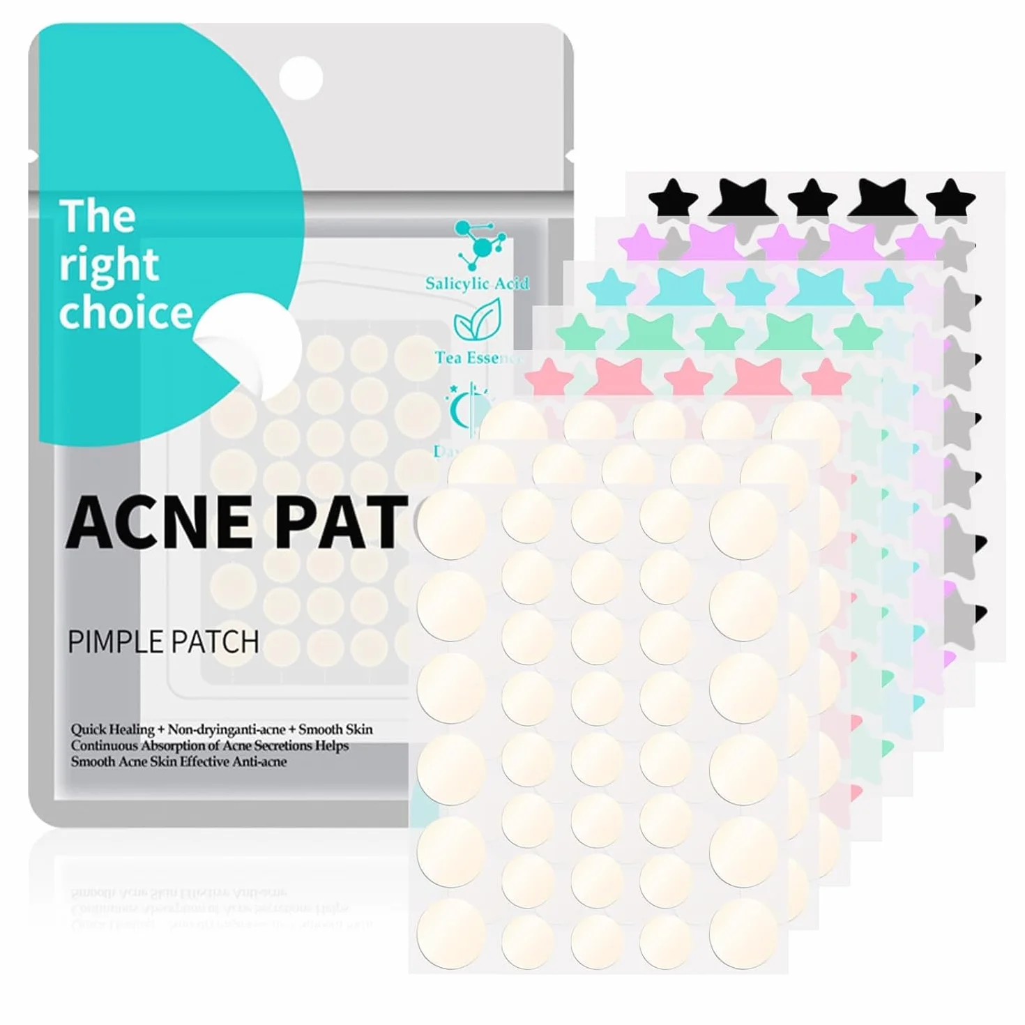 Cerotti per Brufoli 306 Pezzi con Olio dell'Albero del Tè e Acido Salicilico - Patch Brufoli Acne Invisibili, Impermeabili e Traspiranti per Giorno e Notte, Rimuovono Velocemente i Brufoli e l'Acne