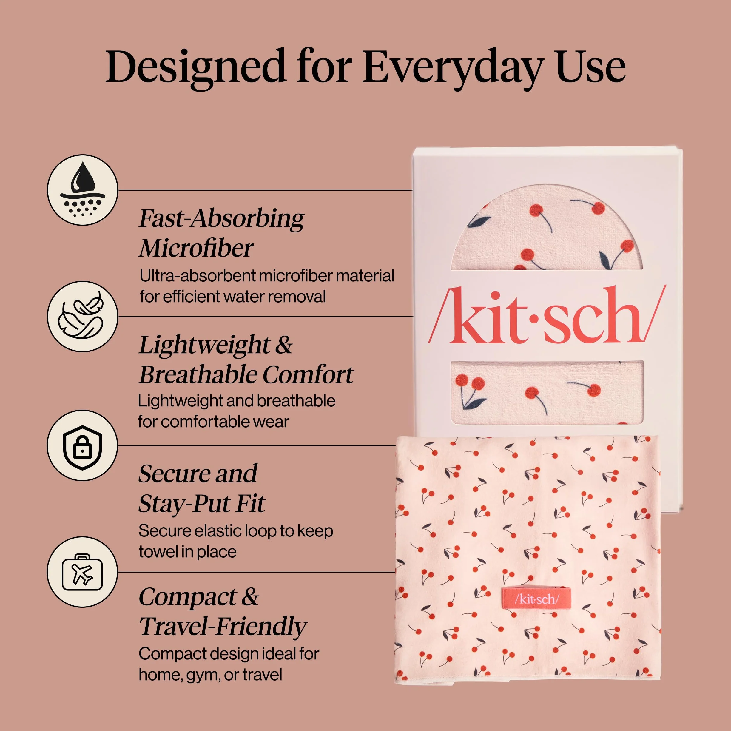 Kitsch Asciugamano per capelli XL in microfibra da donna, super assorbente, ad asciugatura rapida, anti-crespo, per capelli lunghi e corti, turbante