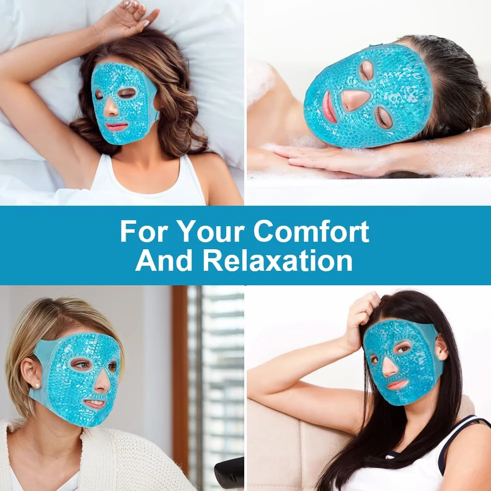 ACWOO Maschera Rinfrescante per Il Viso, Maschera per Occhi Riutilizzabile, Maschera Caldo Freddo per Occhi Gonfi, Occhi Stanchi, Mal Di Testa, Hangover, Emicrania (Blu)