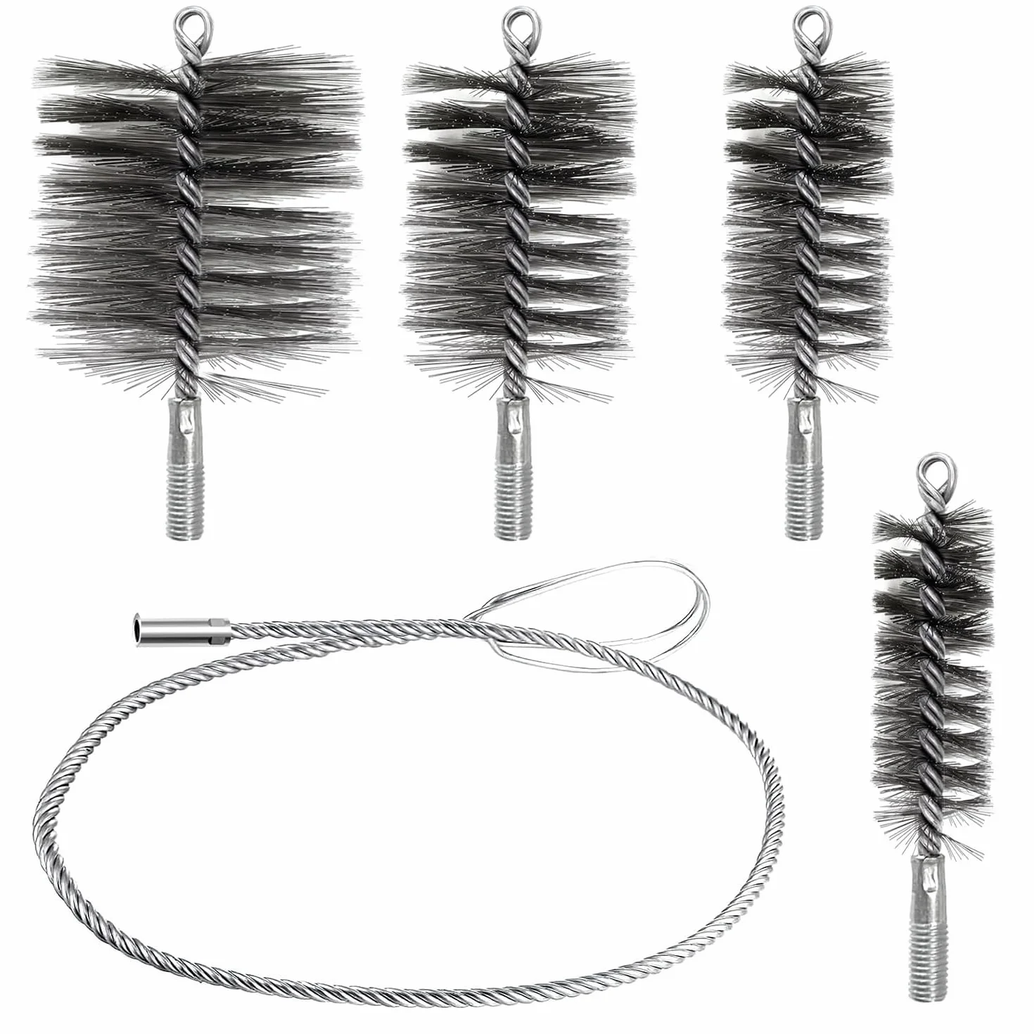 Set da 5 pezzi Spazzola per Canna Fumaria, Camino, Pulizia Tubi 30mm 50mm 80mm 150mm