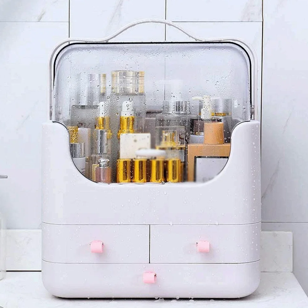N/A Organizer per Trucchi con cassetti Scatola Porta Trucchi a Conchiglia Impermeabile Antipolvere Multifunzione Trasparente Custodia per Gioielli e Cosmetici