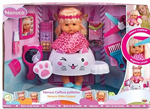 Nenuco - Bambola da parrucchiere con molti accessori (forbici, pettine, specchi, elastici, orchel...)