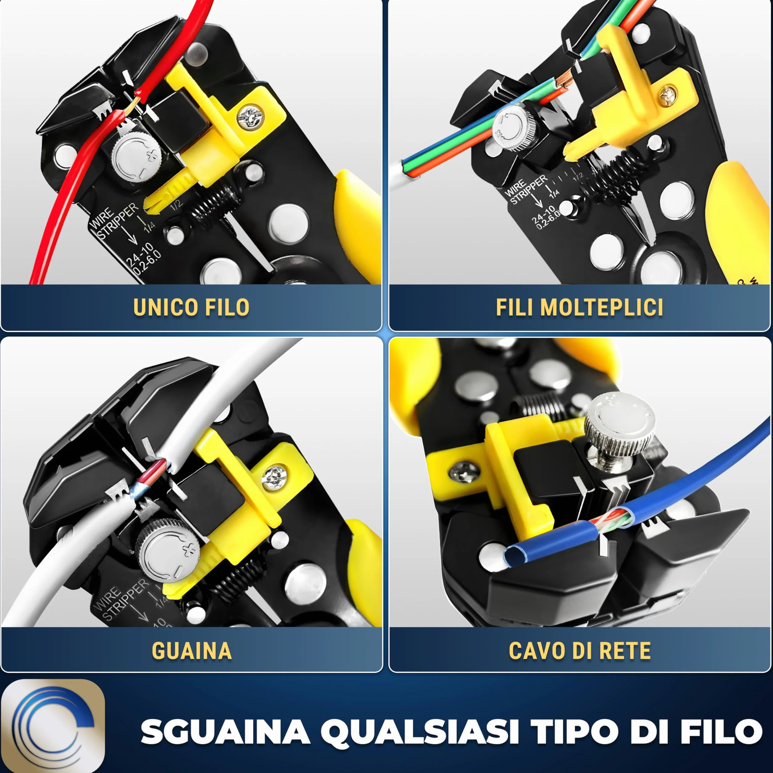S&R Pinza Spelafili Automatica 205 mm 3 in 1 AWG 24-10 (0,2-6,0 mm²)
