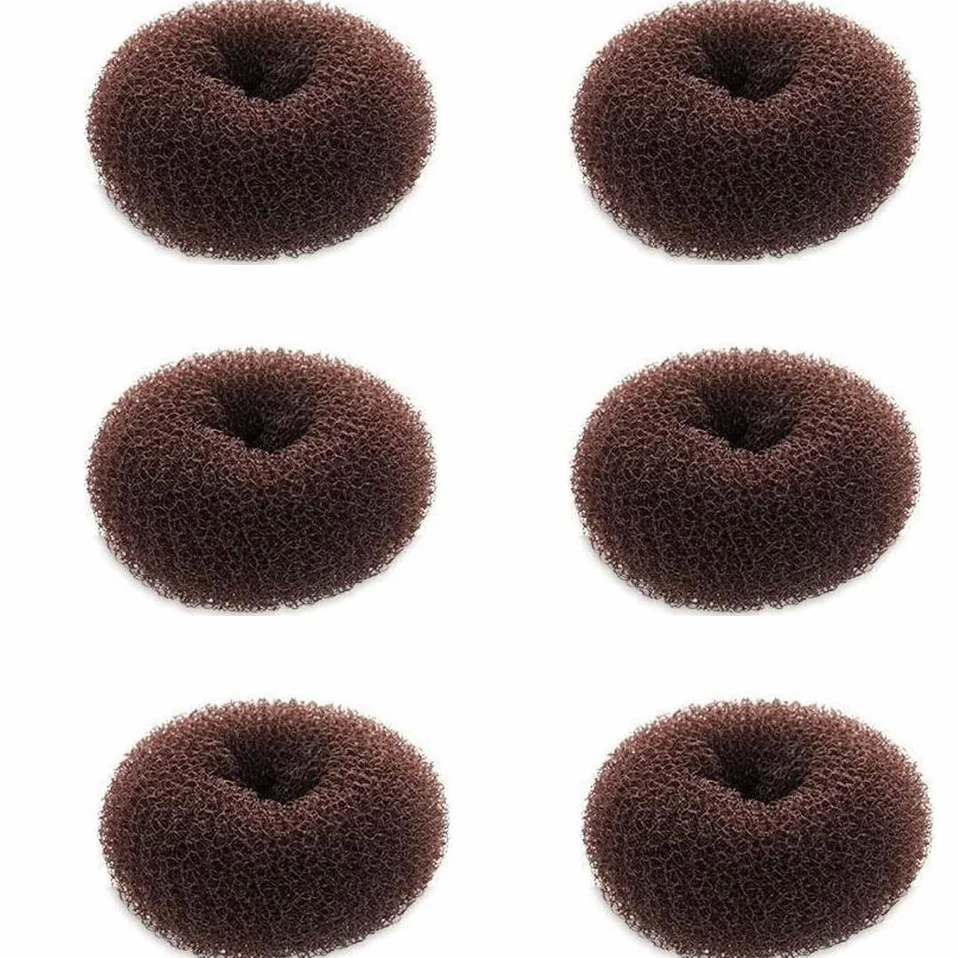 Sunnysam Creatore di chignon extra piccolo per bambini, 6 pezzi, forma a ciambella per capelli, per ragazze, mini ciambella per capelli corti e sottili (misura piccola 6,1 cm, marrone scuro)