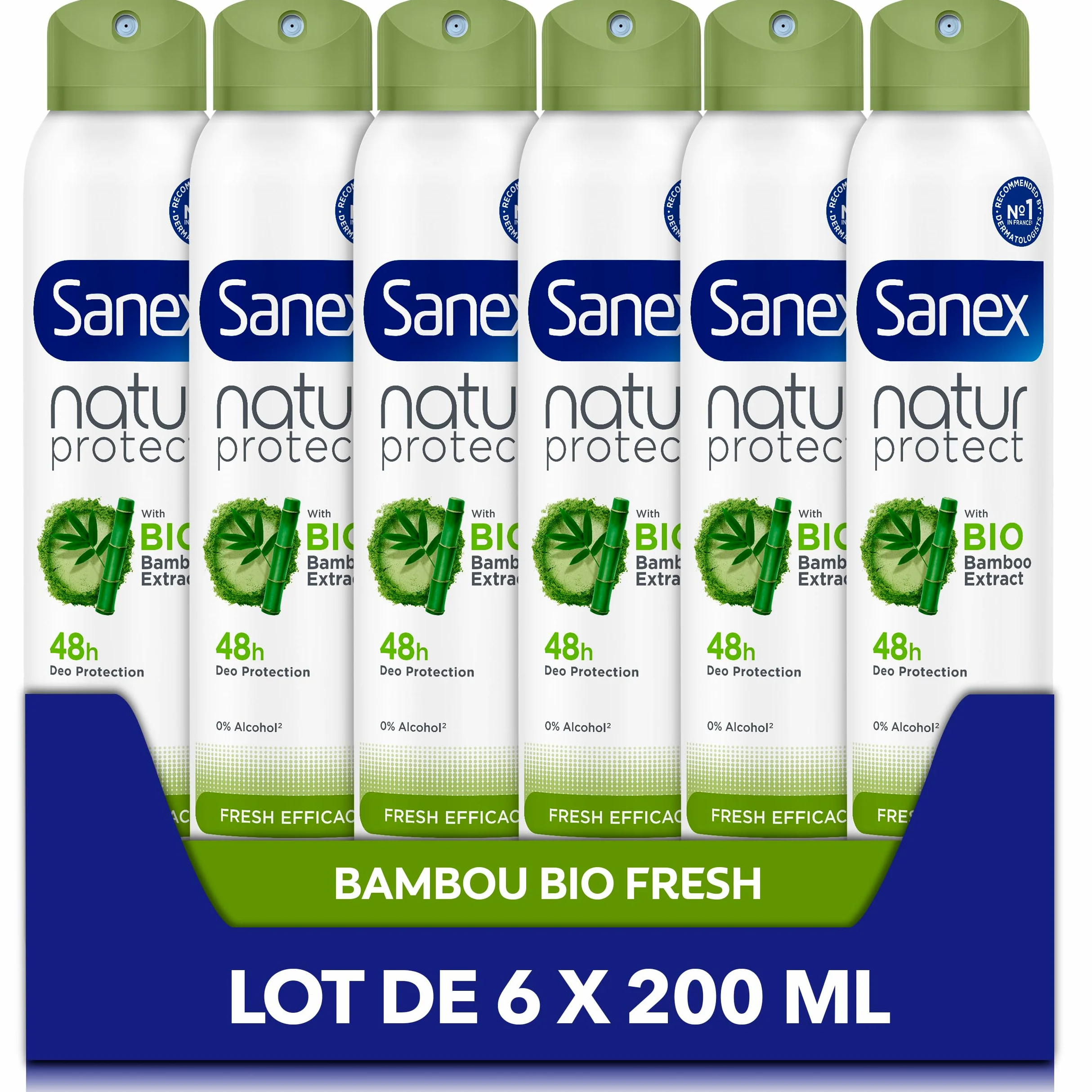 SANEX - Deodorante Natur Protect Fresh Efficienza 48h Bio Spray 200ml - Set di 6