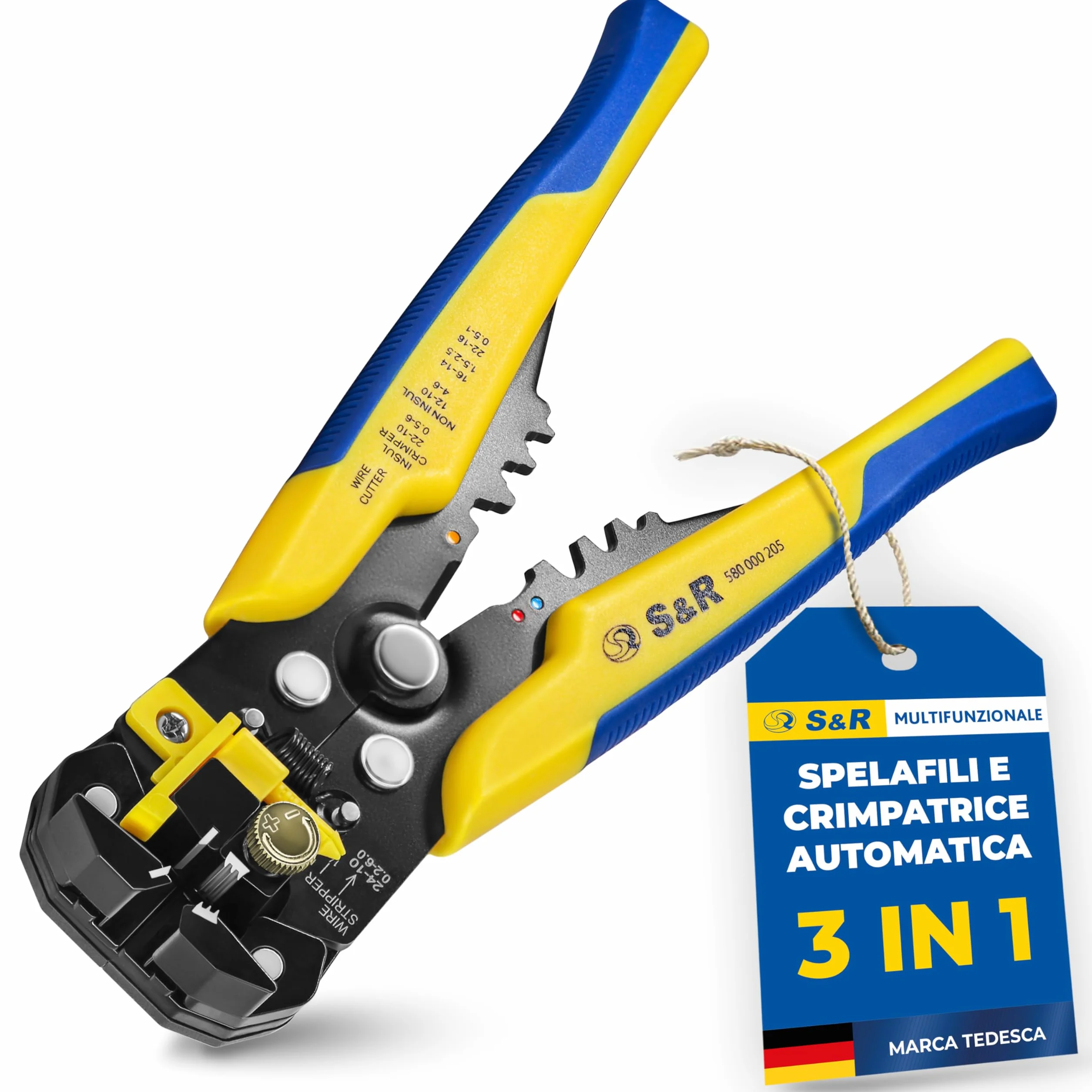 S&R Pinza Spelafili Automatica 205 mm 3 in 1 AWG 24-10 (0,2-6,0 mm²)