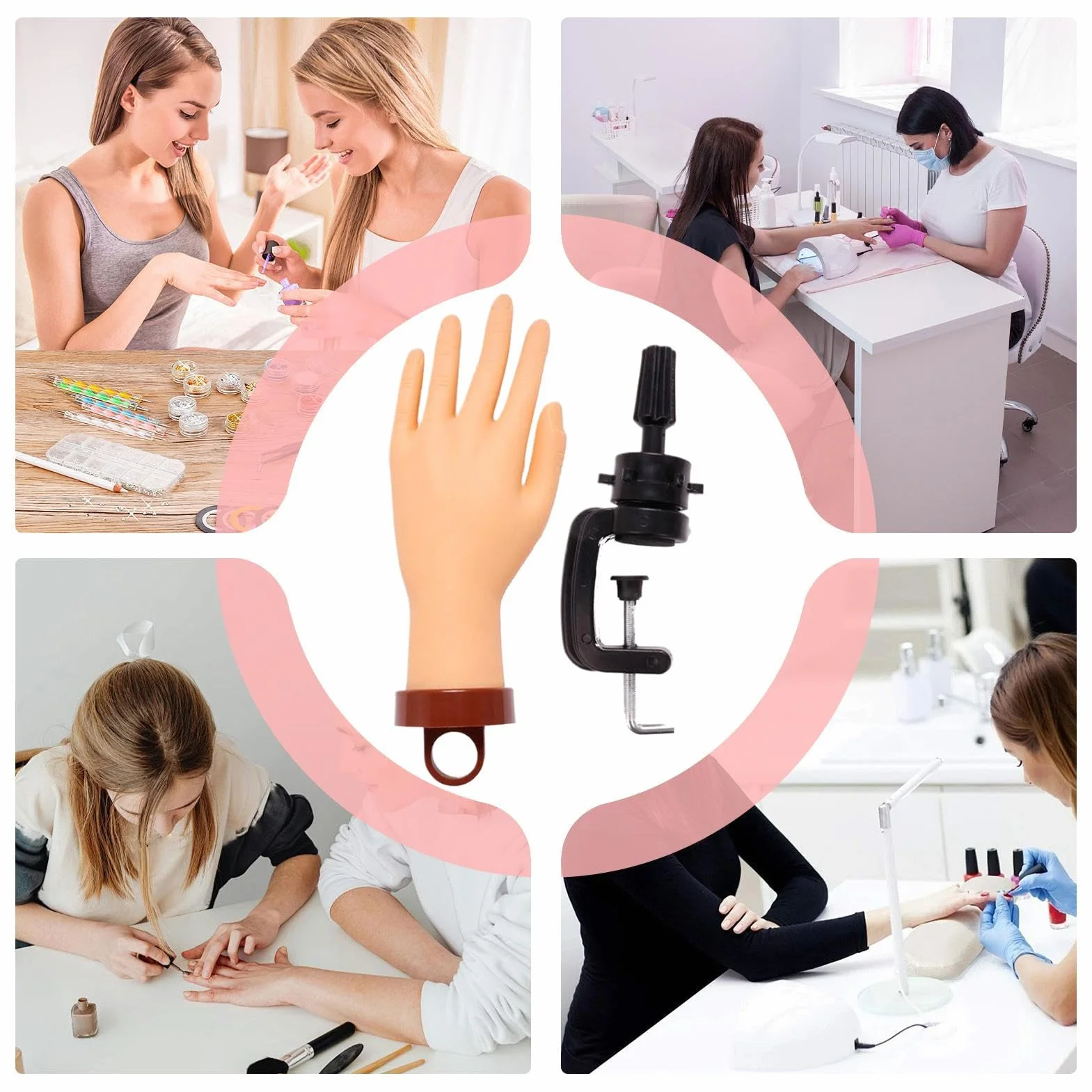 Mano Di Pratica Per Ricostruzione Unghie | Strumento Per Dimostrazione Pratica Unghie Finto | Modello Manicure Realistico Per Formazione Principianti Artisti Beauty Salon