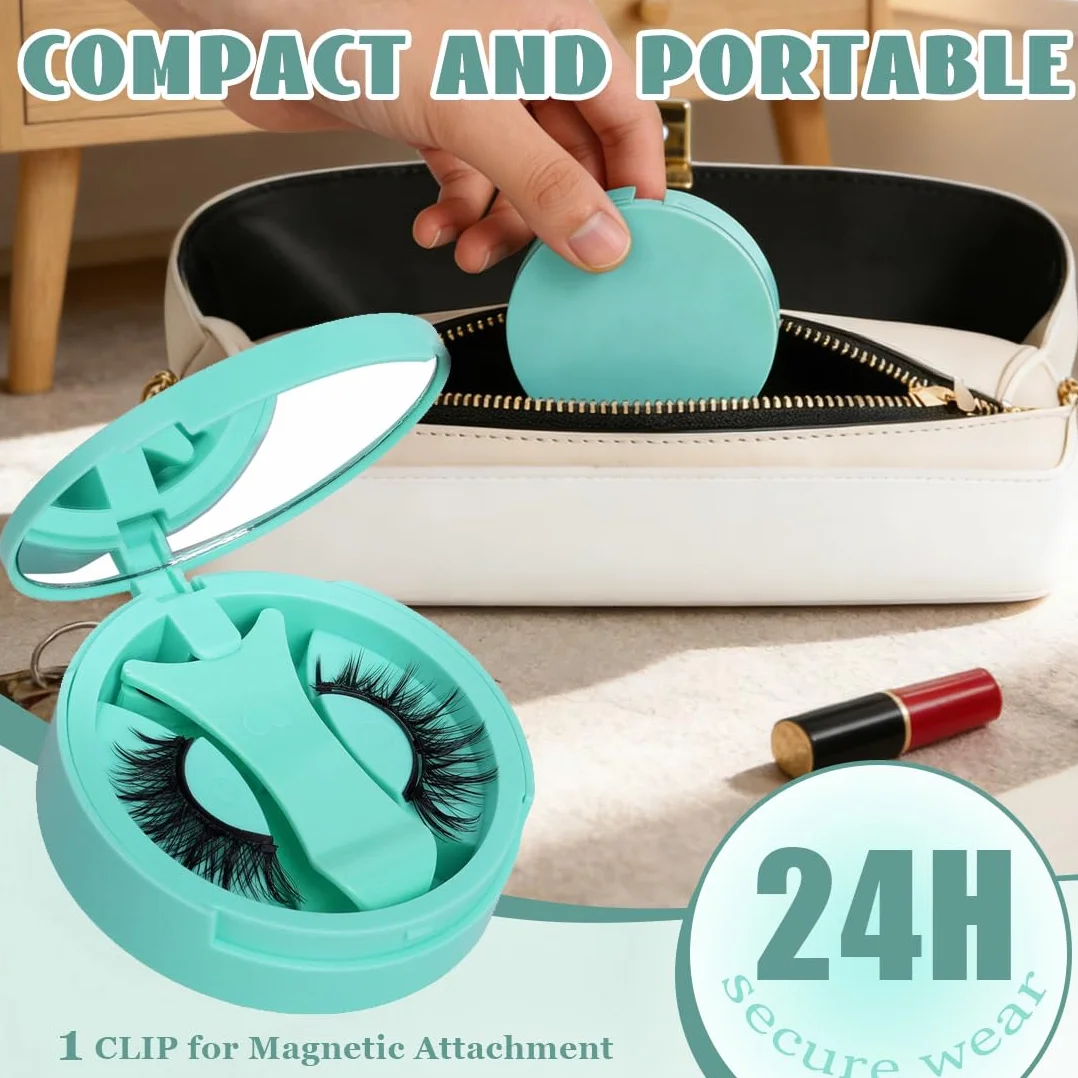 1 PCS Ciglia magnetiche riutilizzabili con applicatore,Cig-lia Finte Magnetiche, ciglia finte senza colla, facile da indossare e rimuovere, Include clip a forma di V(ZP07)