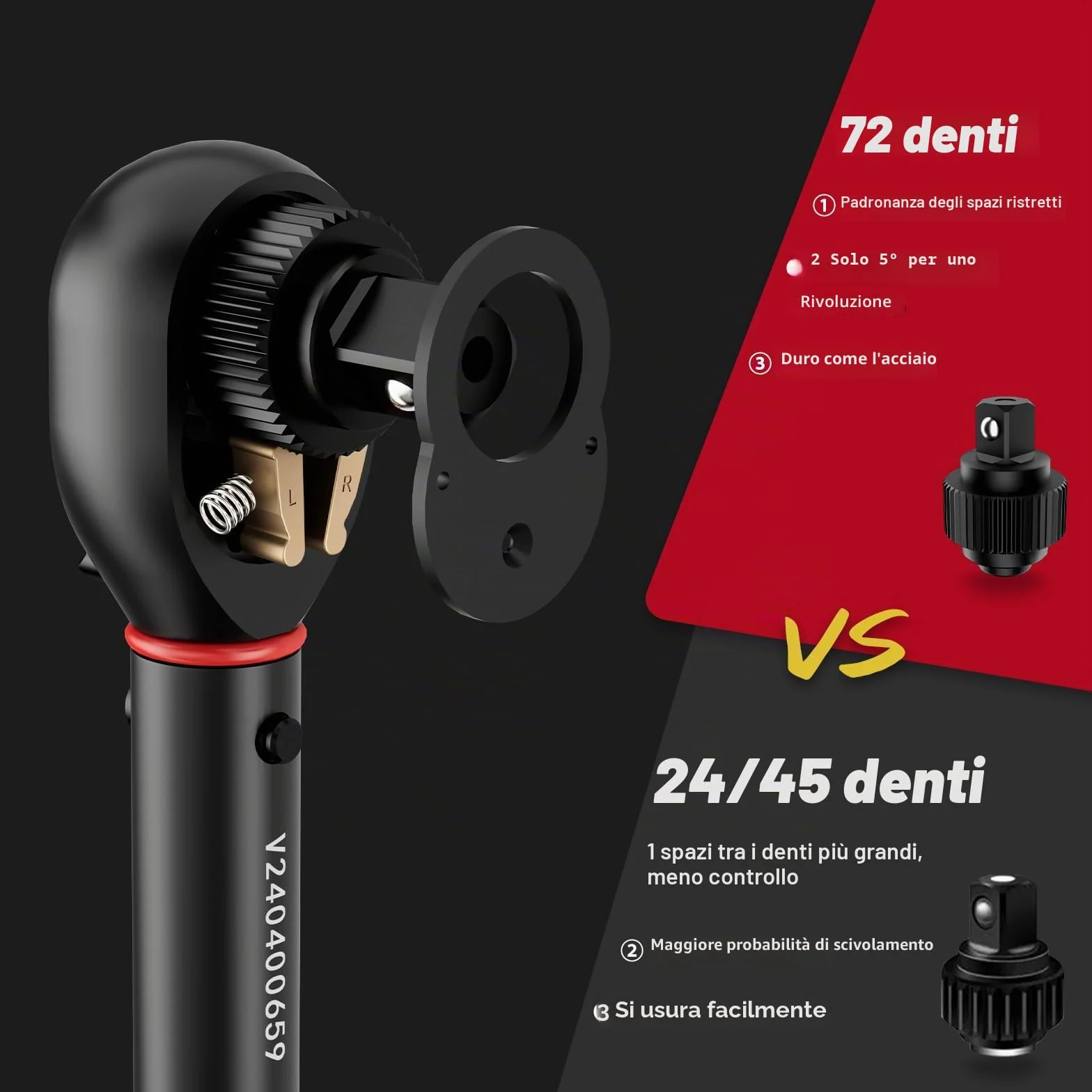 VANPO Chiave Dinamometrica 5-60Nm 3/8" 72 Denti Set 3 Pezzi con Barra Prolunga 125mm e Adattatore