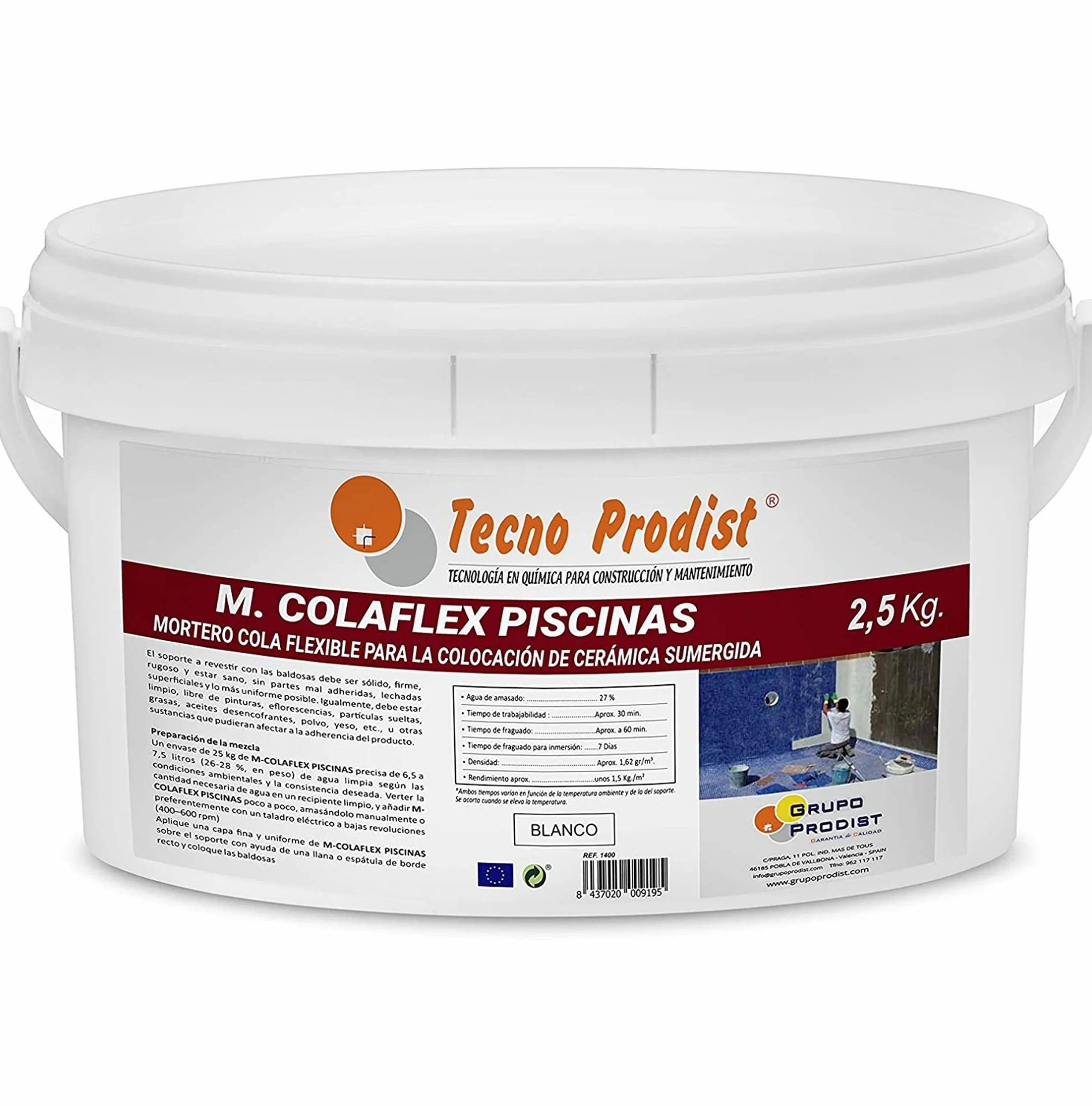 M-COLAFLEX PISCINAS Adesivo cementizio flessibile 2,5 kg per piastrelle piscine