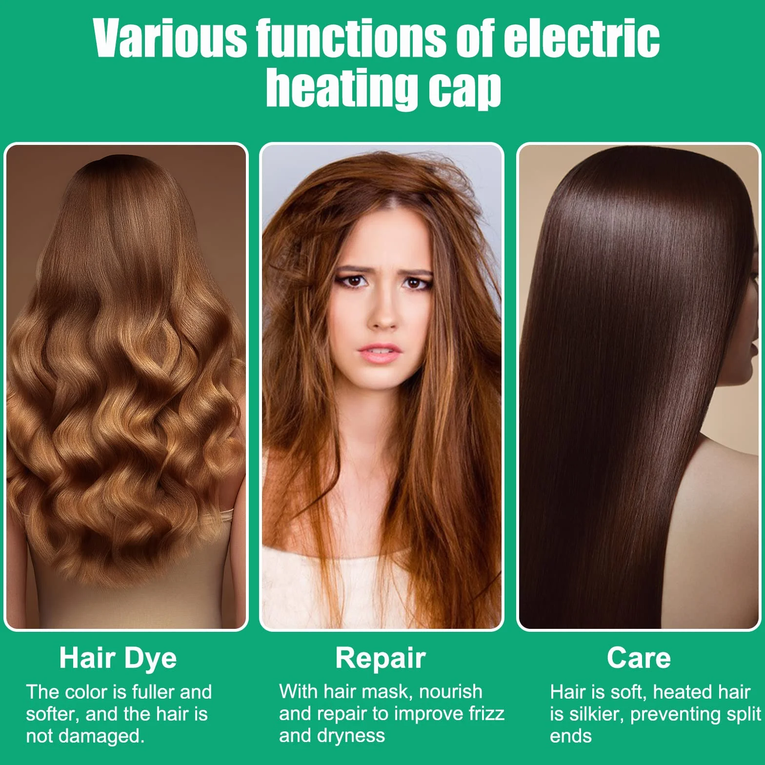 Cappello riscaldante per la cura dei capelli, cappellino termico per capelli, condizionamento profondo, 3 temperature, vapore, trattamento a vapore, per capelli elettrico per spa e casa