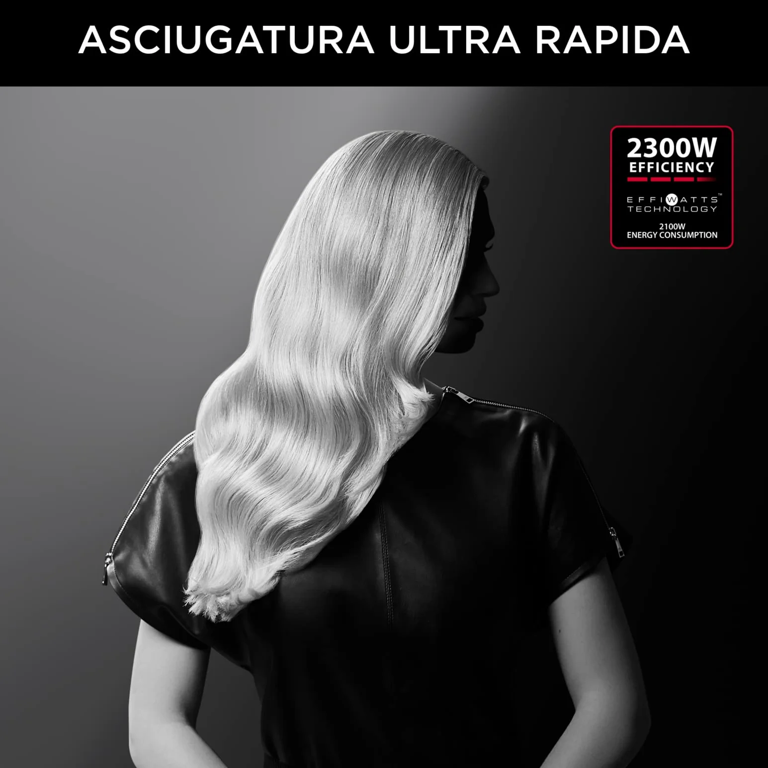 Rowenta x Karl Lagerfeld CV581L Studio Dry, Asciugacapelli, Phon per Capelli Potenza 2100W, Impostazione Thermo Control, 1 Concentratore 12mm, 6 Combinazioni di Velocità/Temperatura