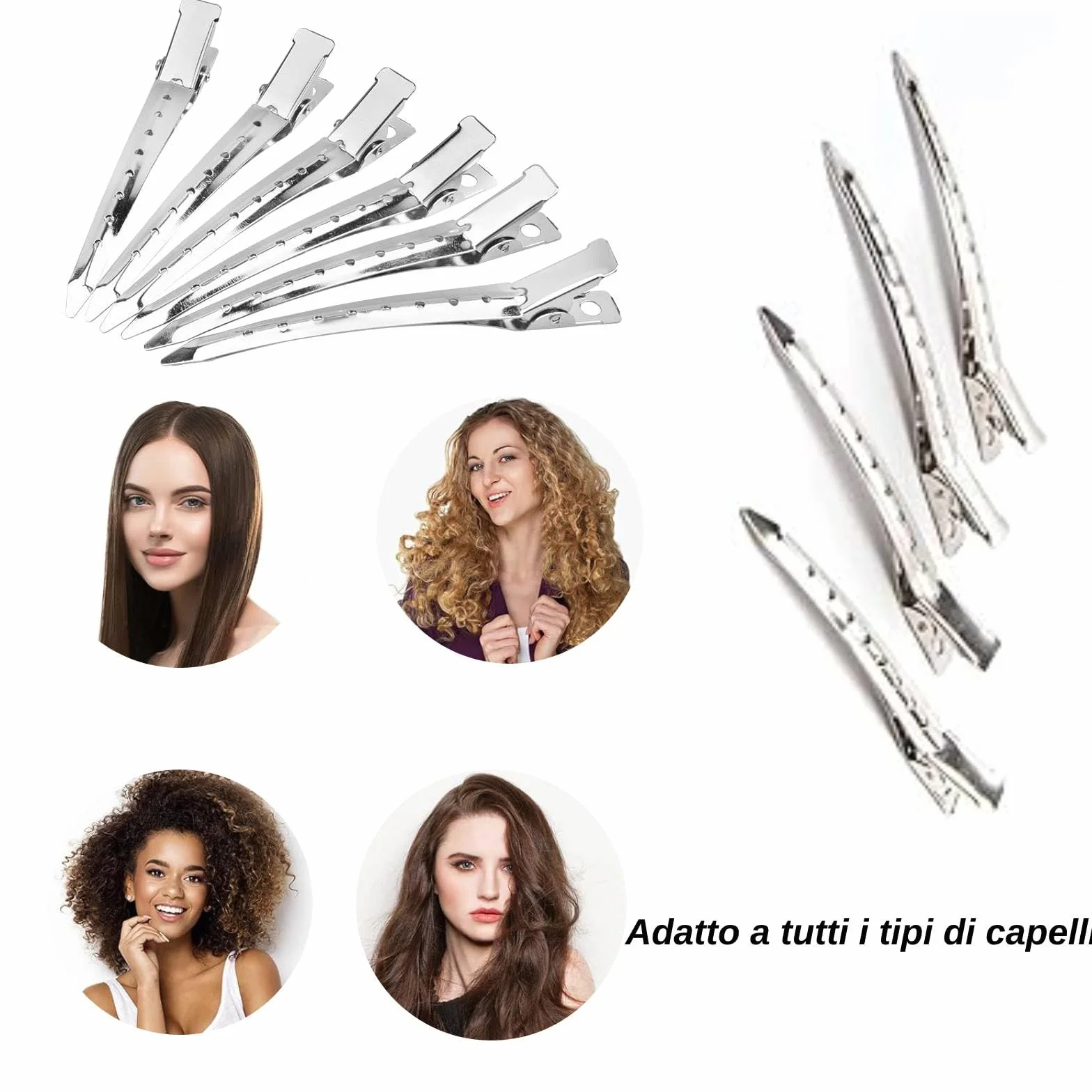 Becchi D'oca per Capelli 24 pezzi, Clip Capelli Donna 3,5 pollici, Fermagli per Capelli in Metallo, Professionali Antiruggine per Becchi per Capelli con Fori per le Estensioni dei Capelli (24pcs)