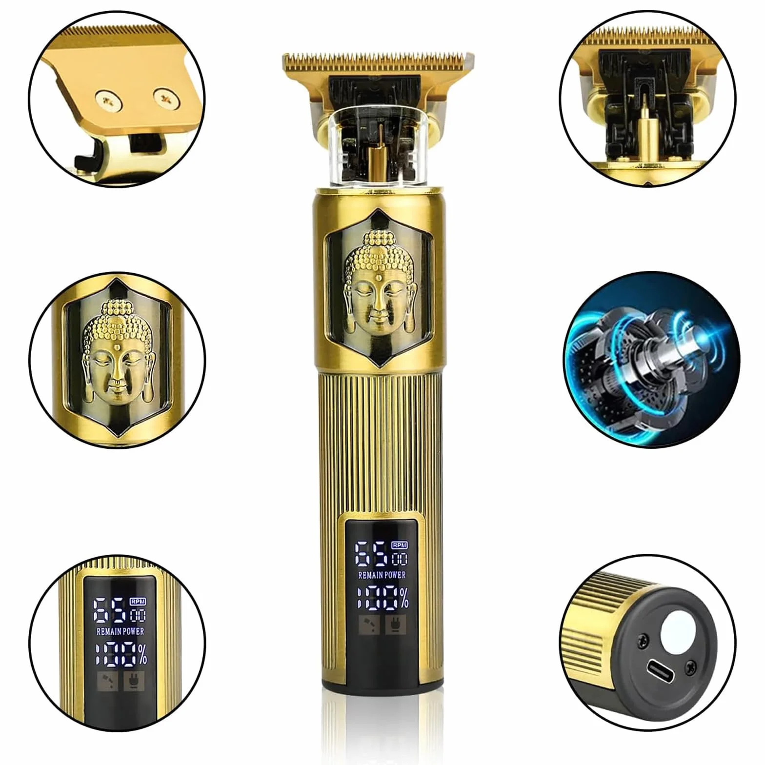 OPPOSITE Rasoio elettrico barba e capelli uomo professionale USB ricaricabile display LCD PLUS impermeabile e portatile