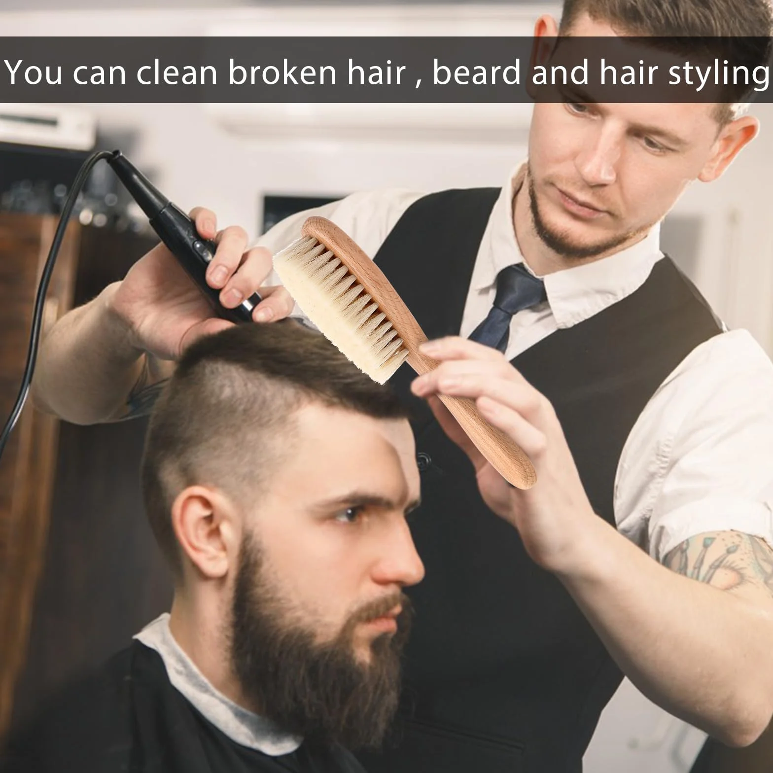 Spazzola professionale per spolverare il collo del barbiere, 2 pezzi, spazzola professionale per tagliare i capelli da barbiere, per spolverare i capelli intorno alla scollatura e alle orecchie dopo