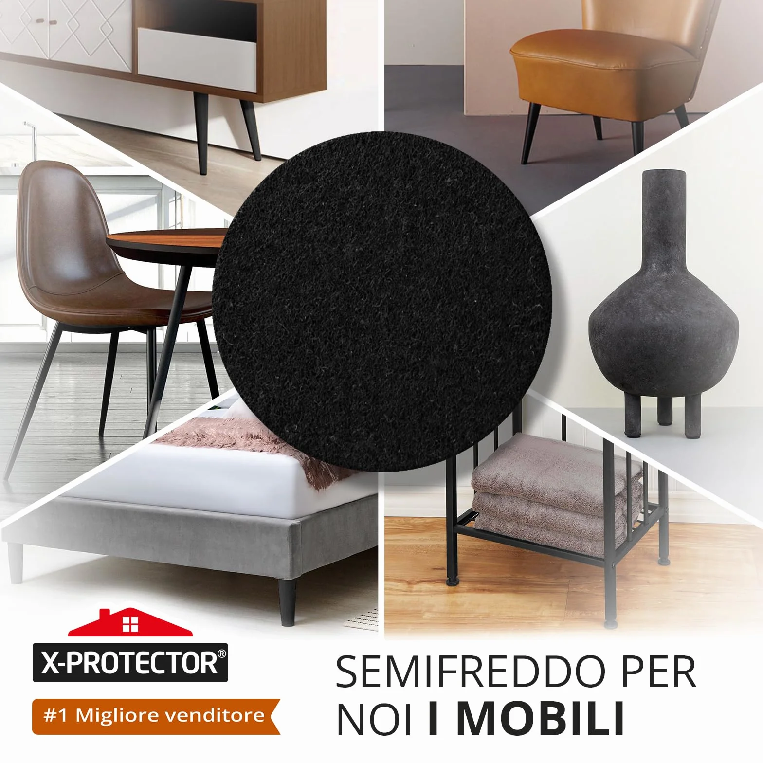 Feltrini adesivi X-PROTECTOR 8 pezzi 15 x 11 cm Nero kit