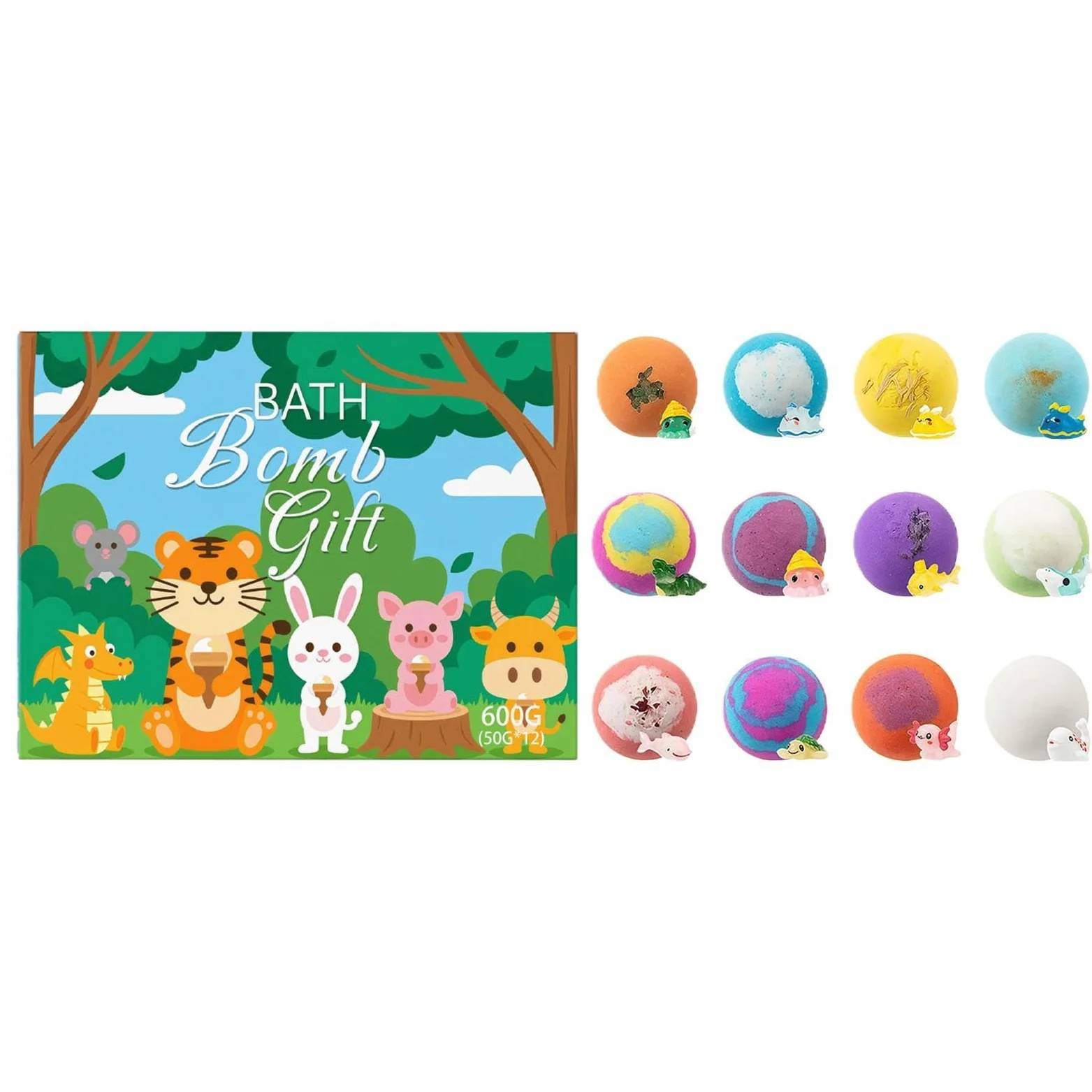 Kit di Bagno con Bombette Effervescenti Set da 12 Pezzi Variopinte | Set Giocattolo di Effervescenti per il Bagno per Favors Regalo, Riempicalze, Relax, Bambini e Bambine