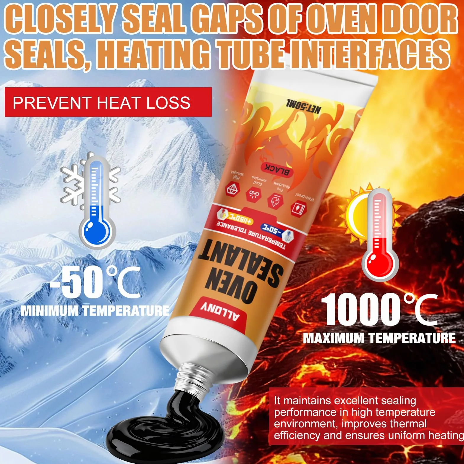 Silicone Alte Temperature 1000 Gradi 100ML per Forno Stufa Vetro Caminetti