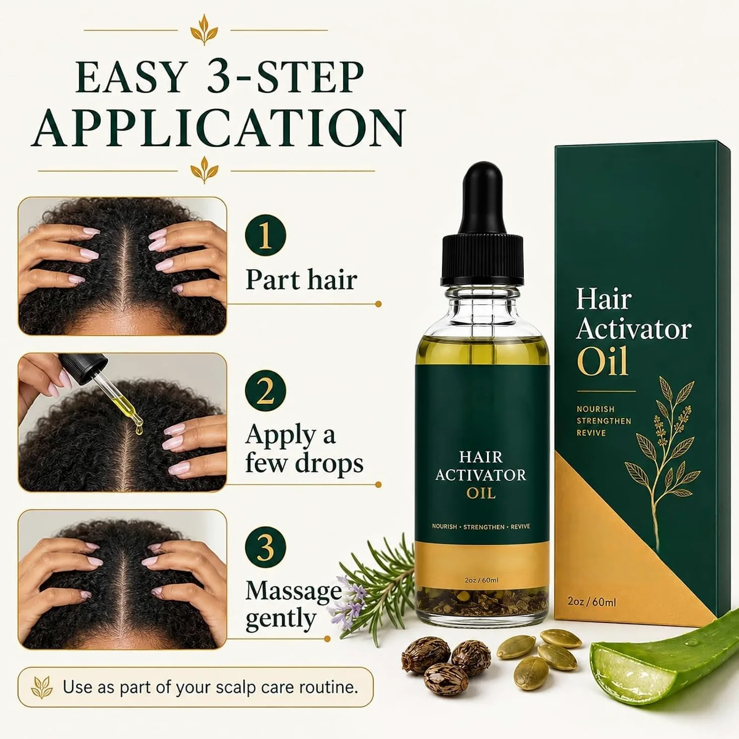 Olio attivante per capelli, più lisci e luminosi | olio nutriente per il cuoio capelluto per una cura quotidiana che rende i capelli