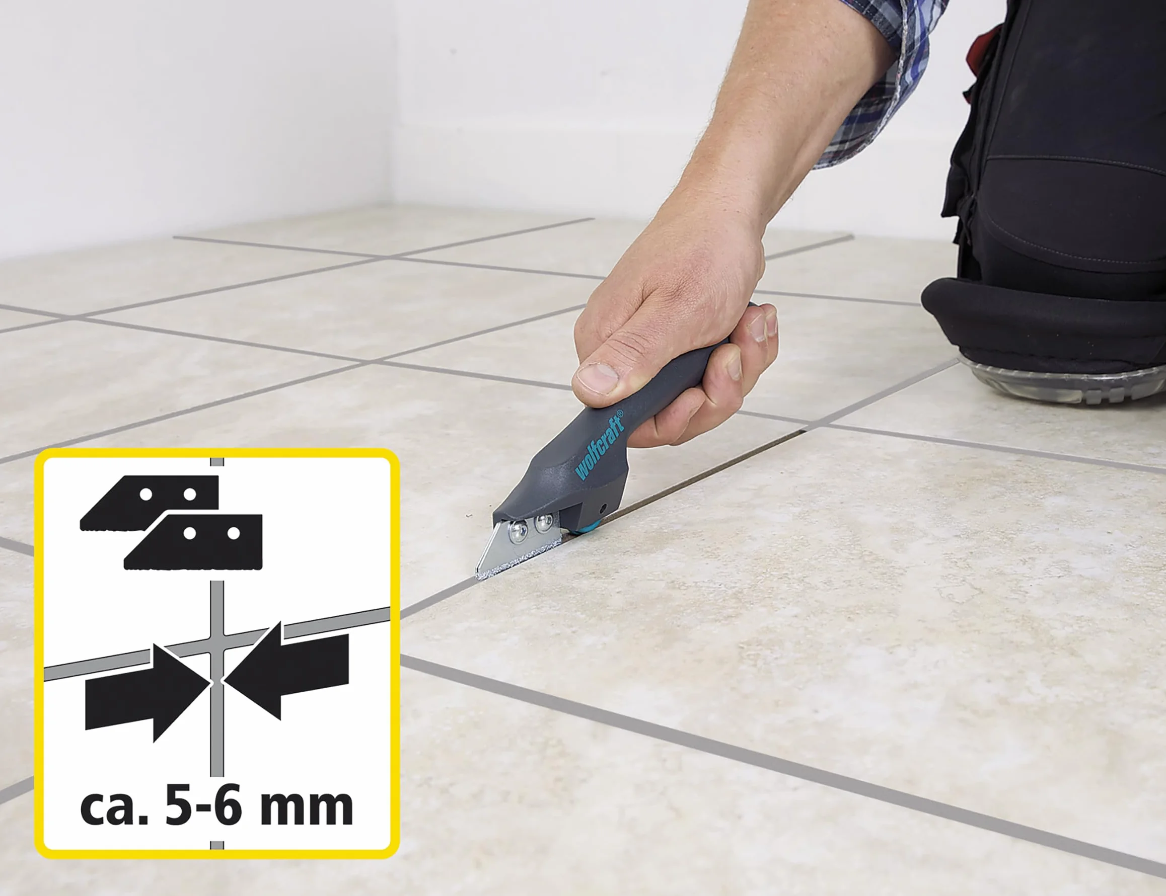 wolfcraft Raschiafughe 5570000 Eliminazione Malta Piastrelle