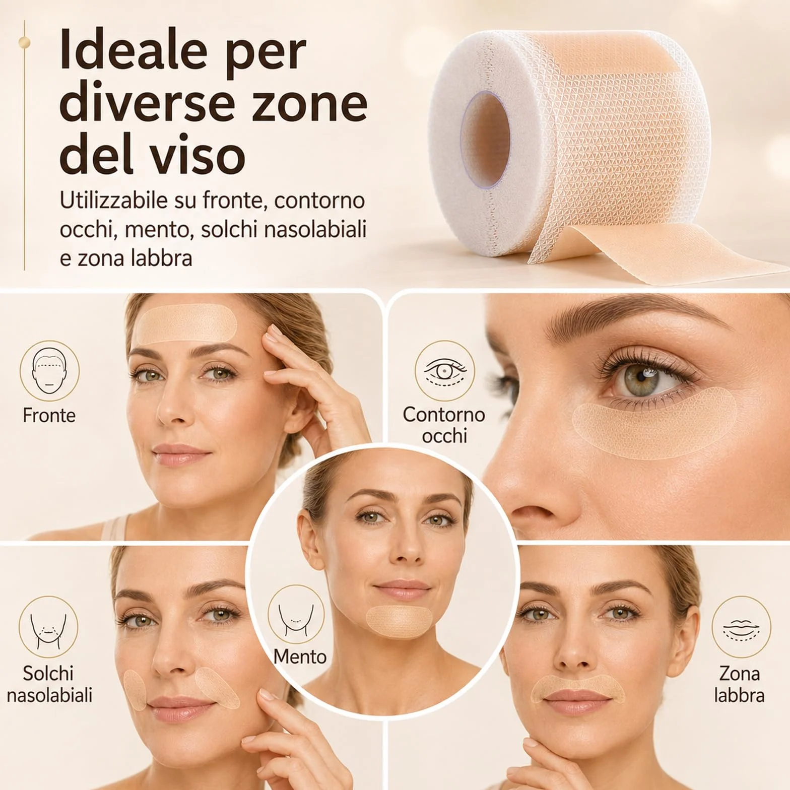 Nuvee Patch Antirughe in Silicone – Trattamento Viso, Collo e Décolleté, Idratante, Levigante, Riutilizzabile, per Rughe e Linee Sottili