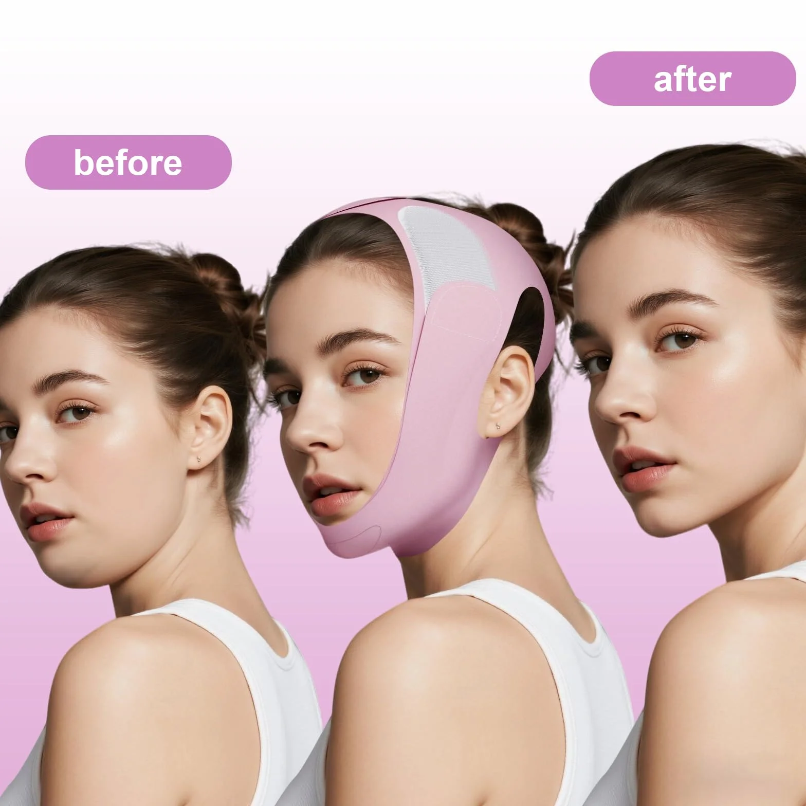 Fascia Doppio Mento, Face Tape Viso Lifting in Graphene, Benda Viso per Modellare e Rassodare il Contorno Facciale, Regolabile, Design Traspirante, adatta a Tutti i Visi, Viola