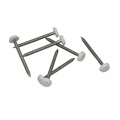 250 x UPVC 40 mm Poly Top Pin Chiodi Plastica Testa di Fissaggio Fascia di Fissaggio Bianco