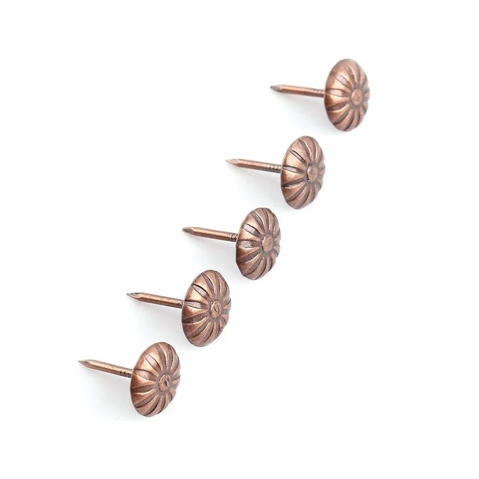 Chiodi Tappezzeria Bronzo 11x16 mm 100 Pezzi, Borchie Decorative per Mobili Rosso