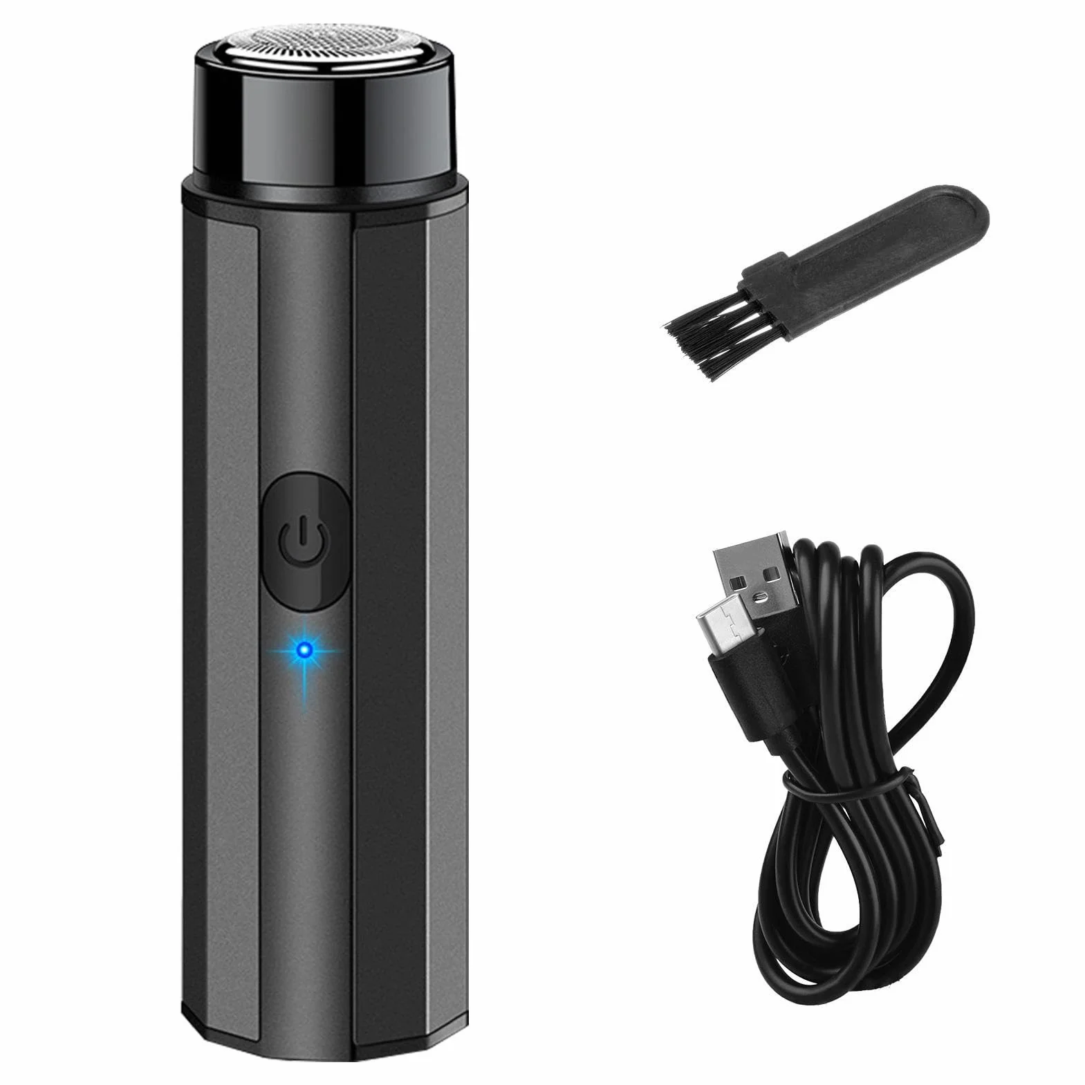 Mini rasoio portatile - rasoio elettrico compatto, trimmer di barba leggero | 12,7x2,25 cm dispositivo di toelettatura tascabile ricaricabile USB, macchina a rasatura a secco bagnato, viaggio con oper