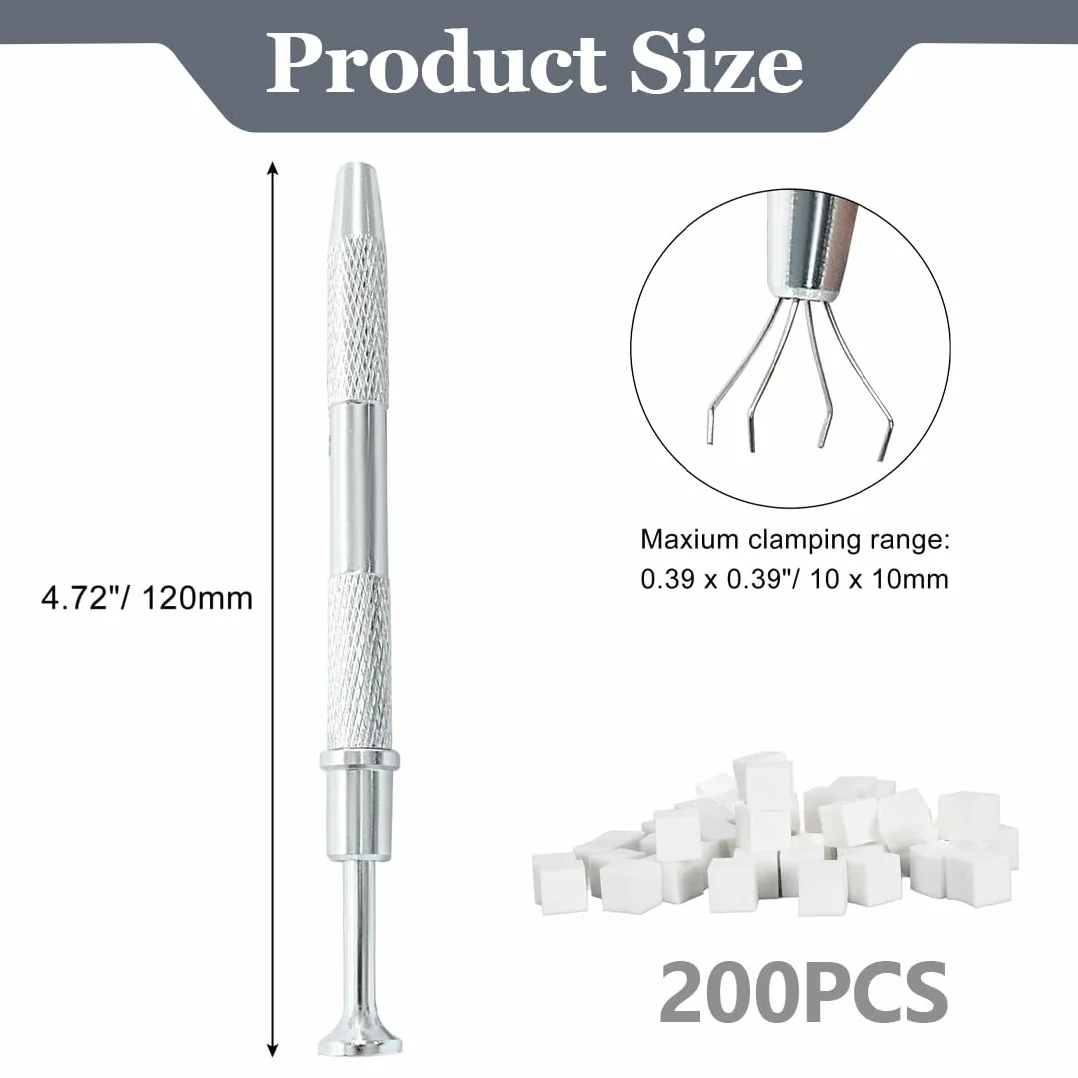 YUZNA 200 Spugne per Nail Art, Accessori per Nail Art, Pennello Ombre, con 1PCS Pinza Pennello per Sponge, Applicatore Fai Da Te(Bianco)