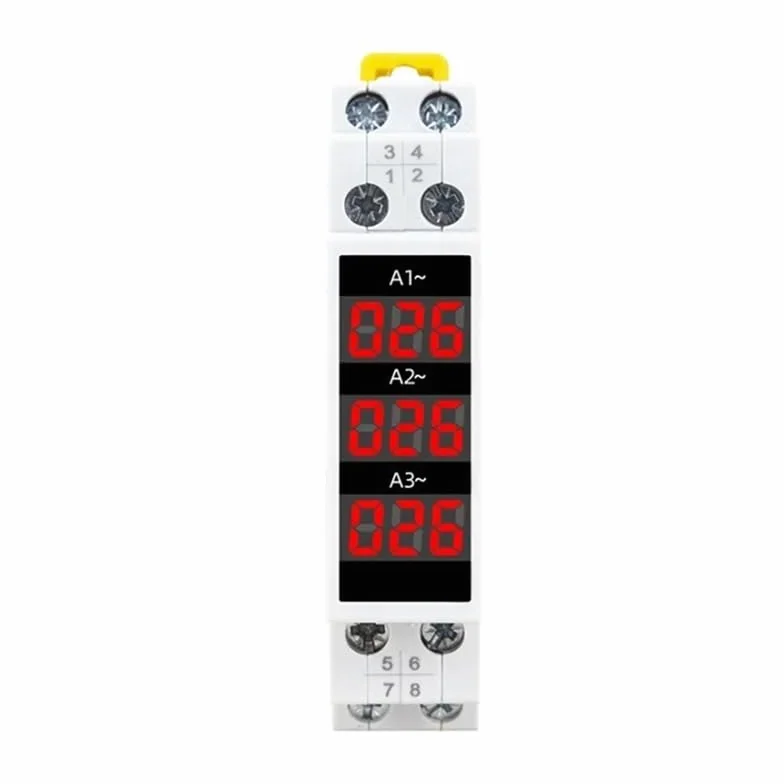Amperometro Trifase con Montaggio su Guida DIN, Display Digitale LED, ABS