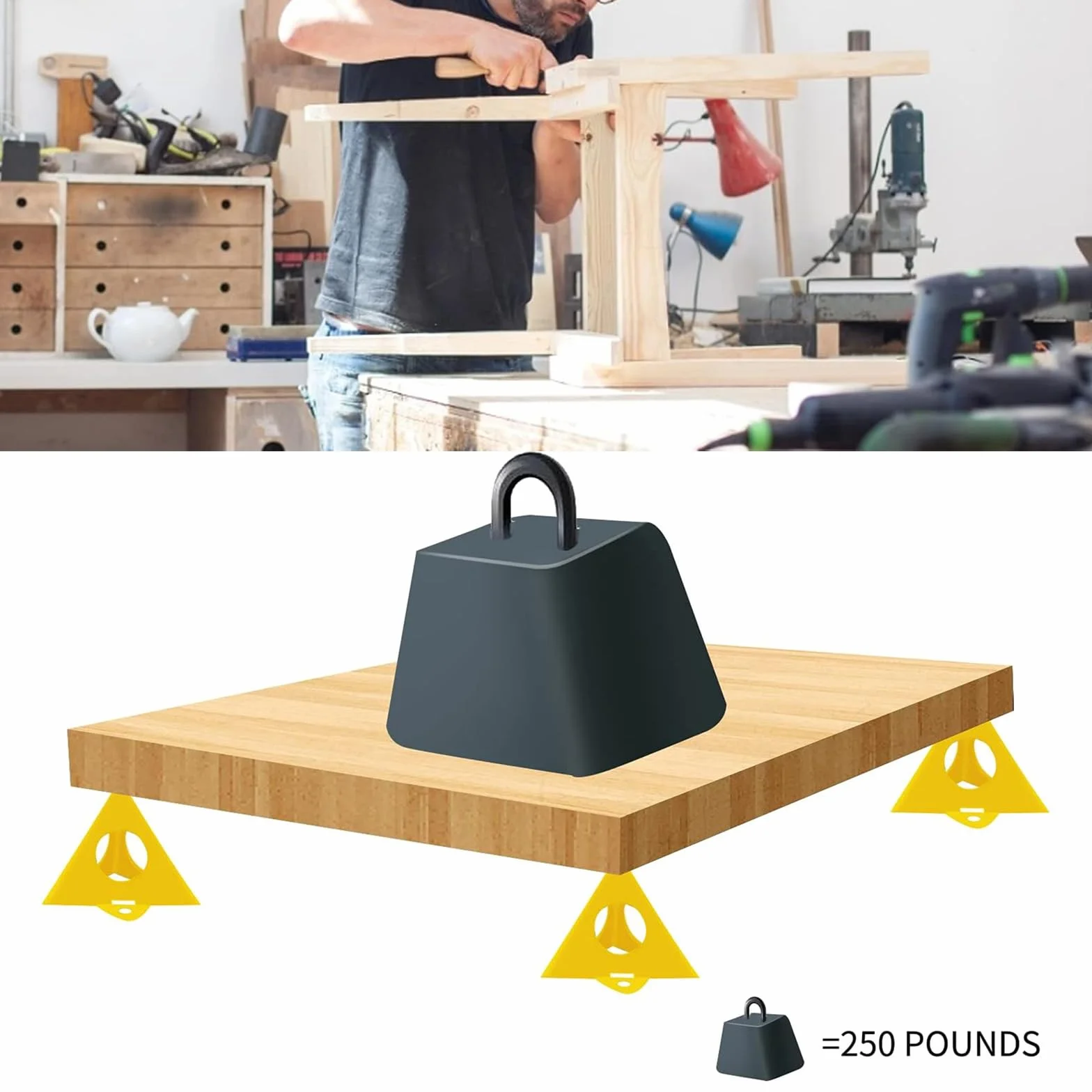 Giallo Cono Tela e Triangolo di Vernice, Supporto Supporti Pittura Perforata Legno Mobili Stand, per Porta Dell'armadio in Tela Gialla, Utensili Manuali E Accessori