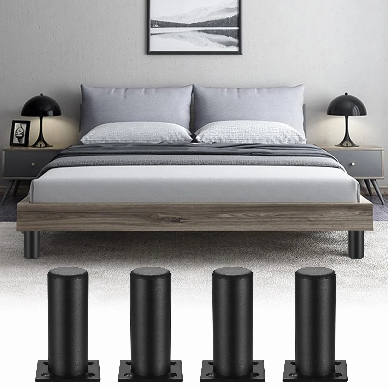Piedini per Mobili in Metallo Alluminio 10 cm Gambe per Tavolo Scrivania Armadietto Divano Sedie Letto con Viti