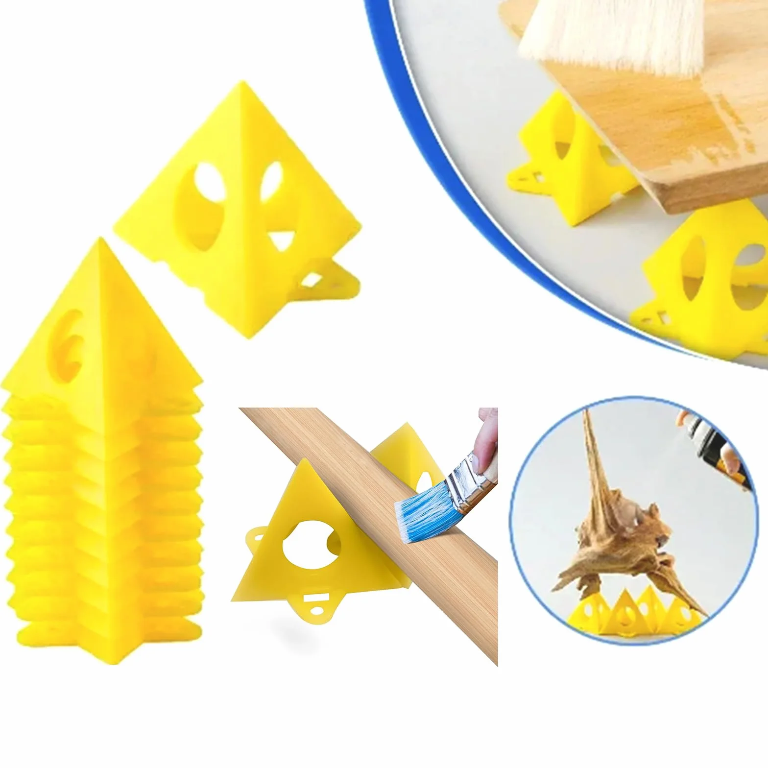 Giallo Cono Tela e Triangolo di Vernice, Supporto Supporti Pittura Perforata Legno Mobili Stand, per Porta Dell'armadio in Tela Gialla, Utensili Manuali E Accessori