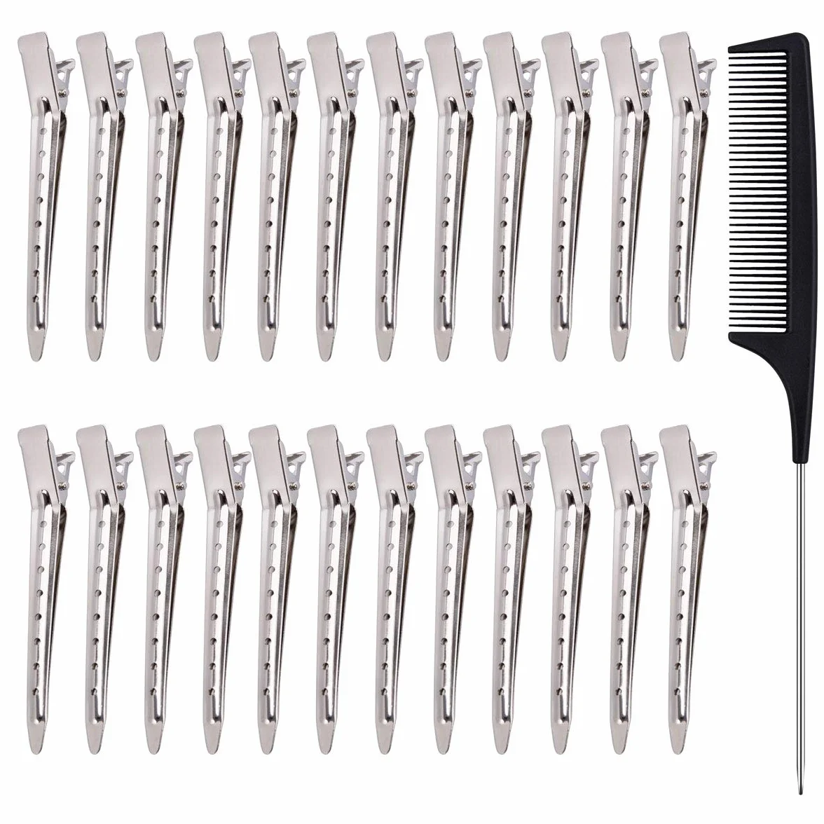MELLIEX 24pcs Clip di Anatra Bill di Capelli Clip di Riccioli in Metallo Clip di Sezionamento con Pettine Styling